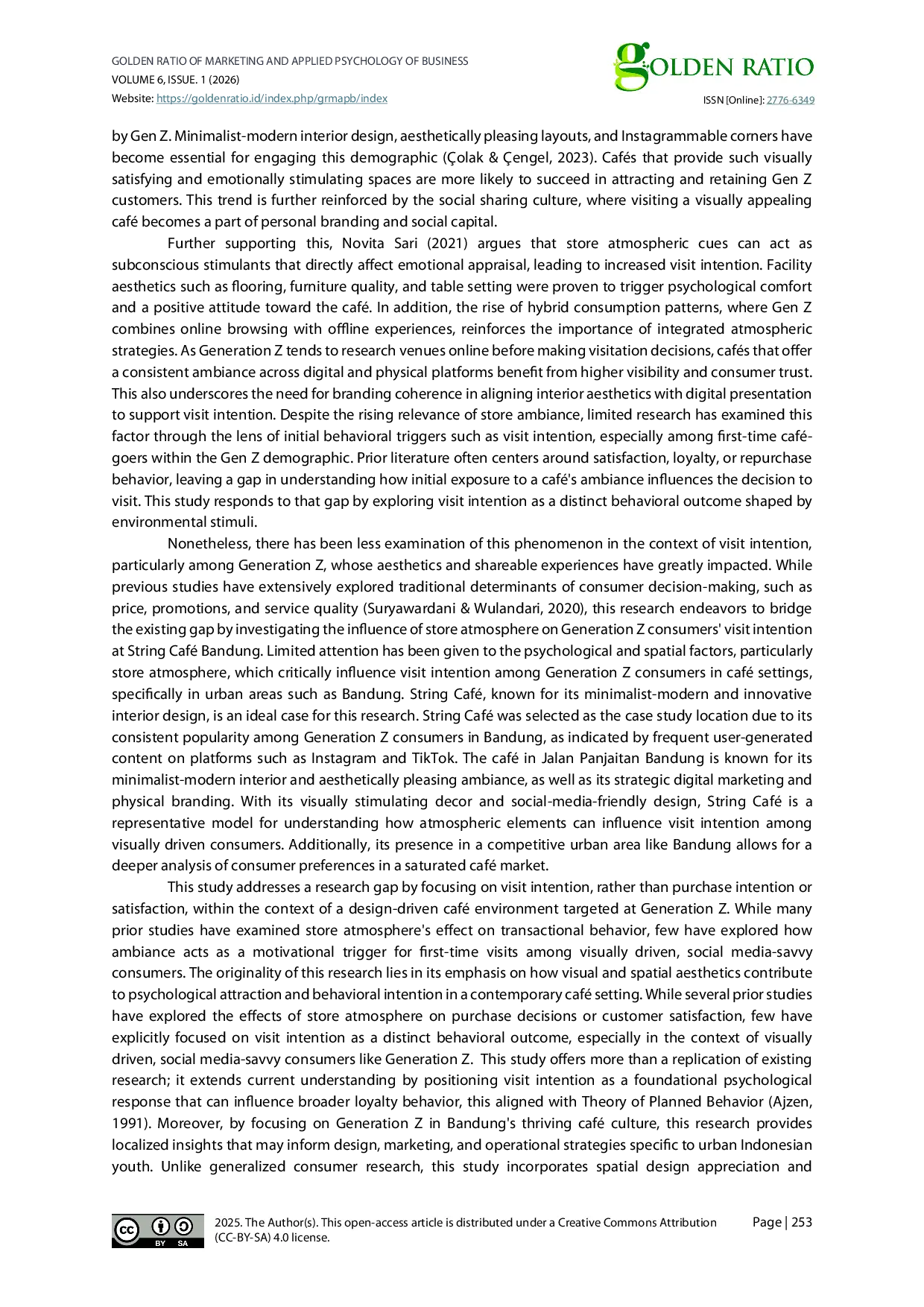 JURIS The Influence of Store Atmosphere on Gen Z Visit Intention