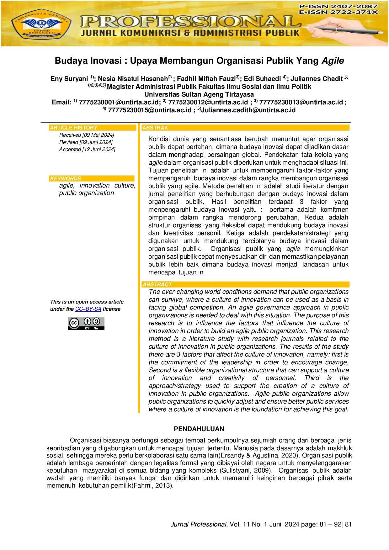 JURIS Budaya Inovasi Upaya Membangun Organisasi Publik Yang Agile