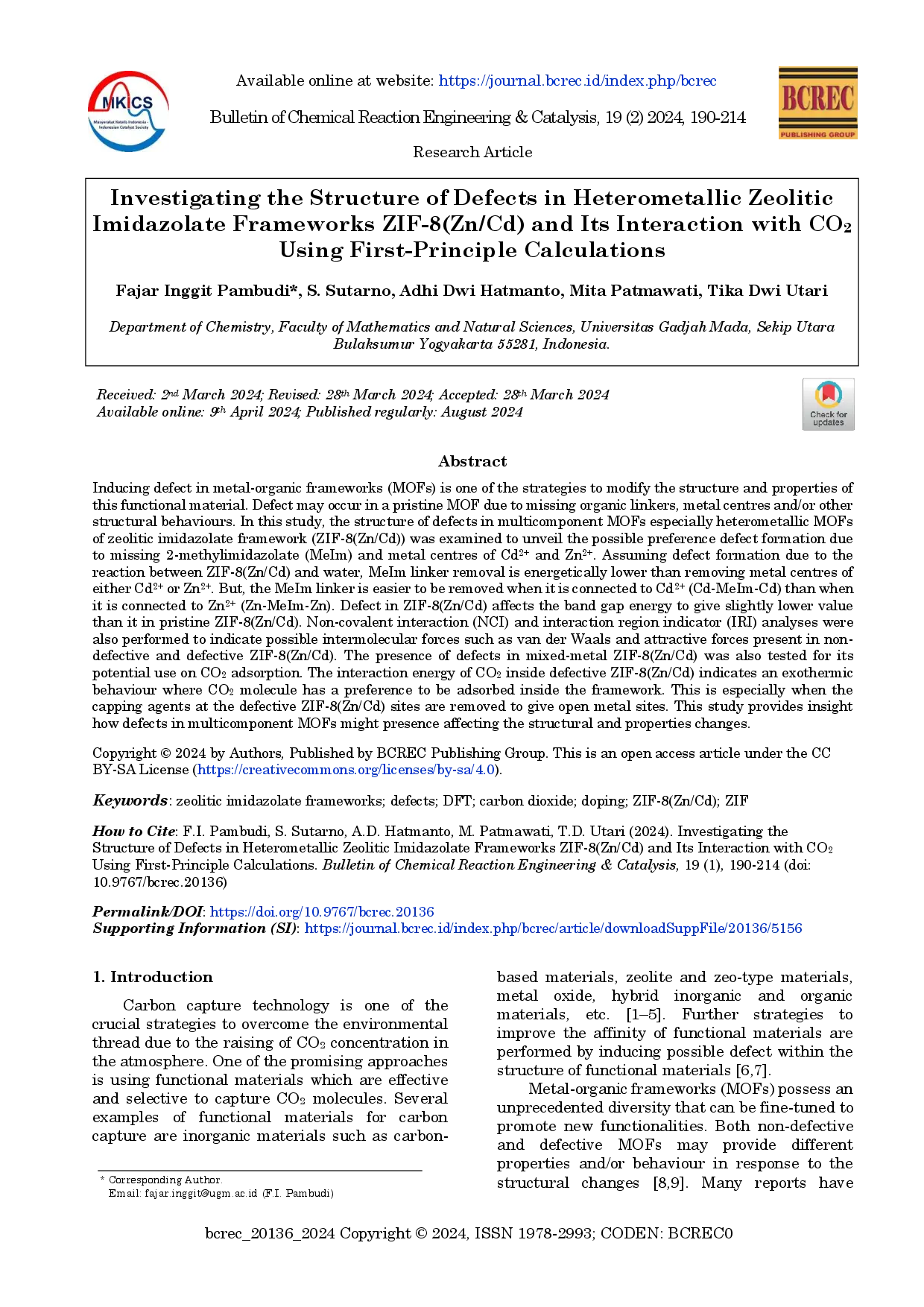 juris Investigating The Structure Of Defects In Heterometallic Zeolitic Imidazolate Frameworks Zif 8 Zn Cd And Its Interaction With Co2 Using First Principle Calculations