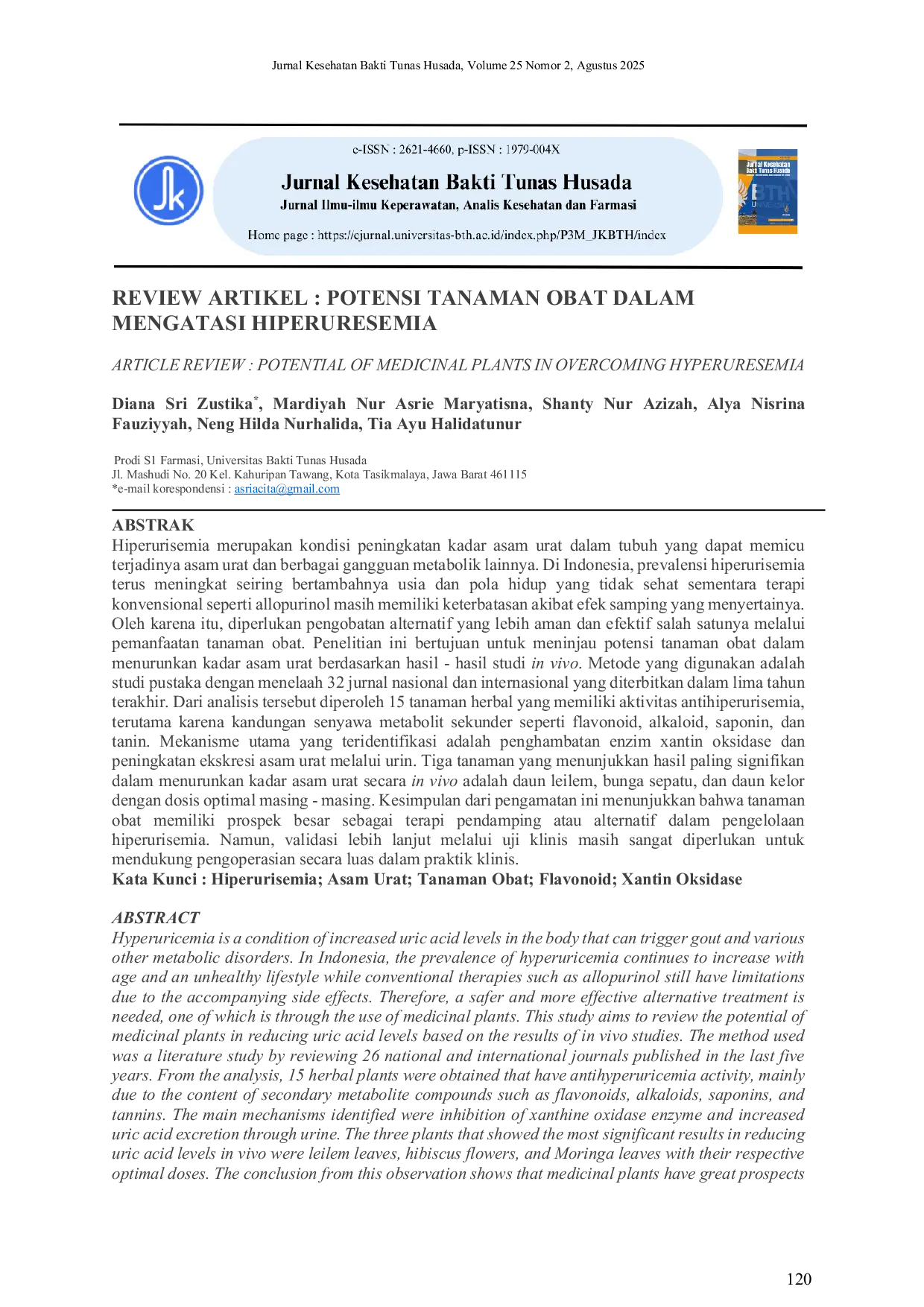 JURIS Review Artikel Potensi Tanaman Obat Dalam Mengatasi Hiperuresemia