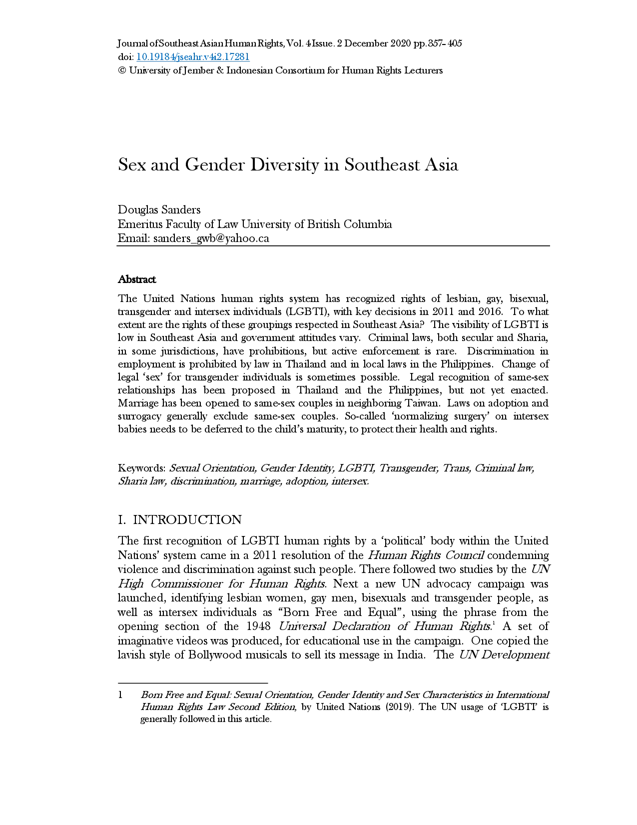 juris Sex and Gender Diversity in Southeast Asia