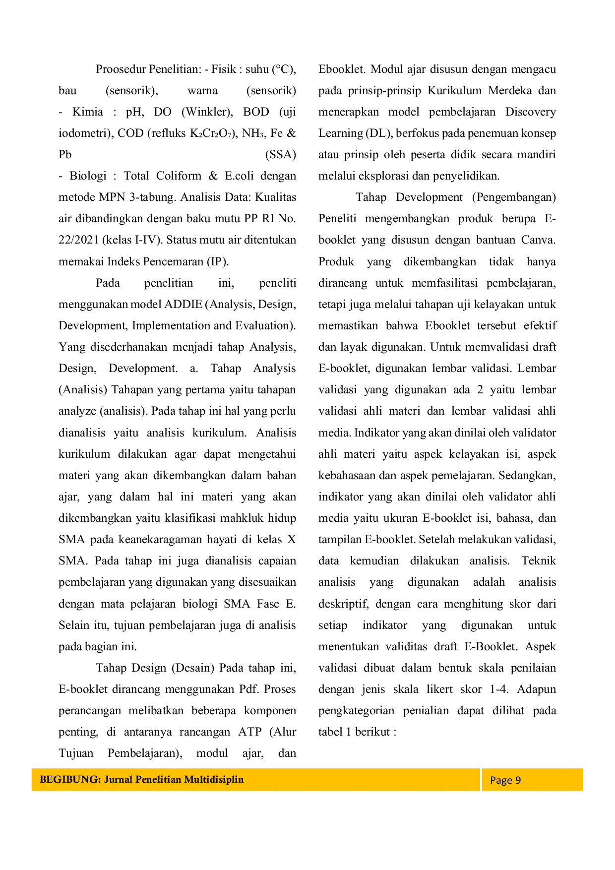 JURIS Analisis Kualitas Air Sungai Singingi Kecamatan Singingi Sebagai Rancangan E Booklet Pada Materi Perubahan Lingkungan Kelas X