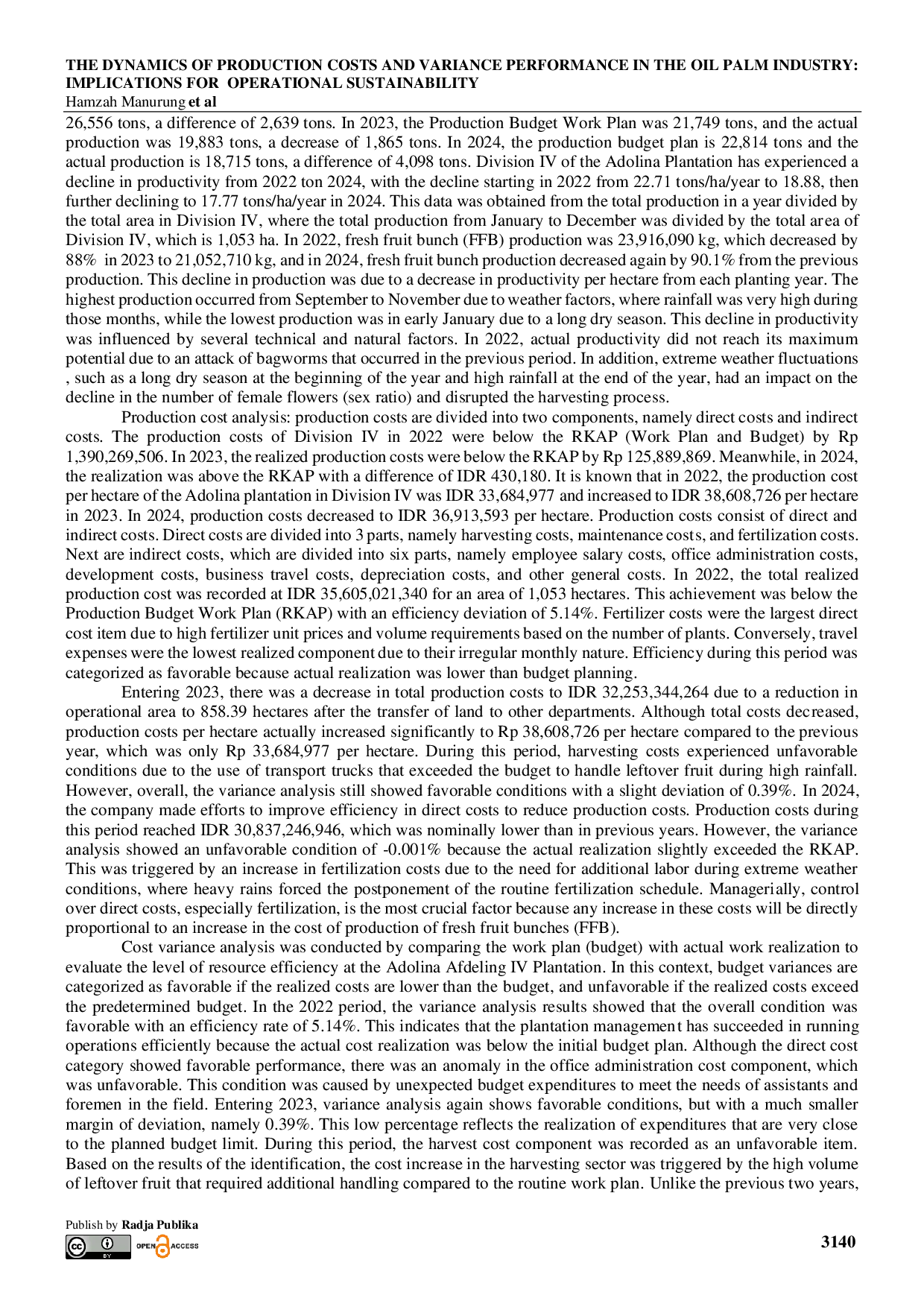 JURIS Dinamika Biaya Produksi Dan Kinerja Variansi Di Industri Kelapa Sawit Implikasi Untuk Keberlanjutan Operasional