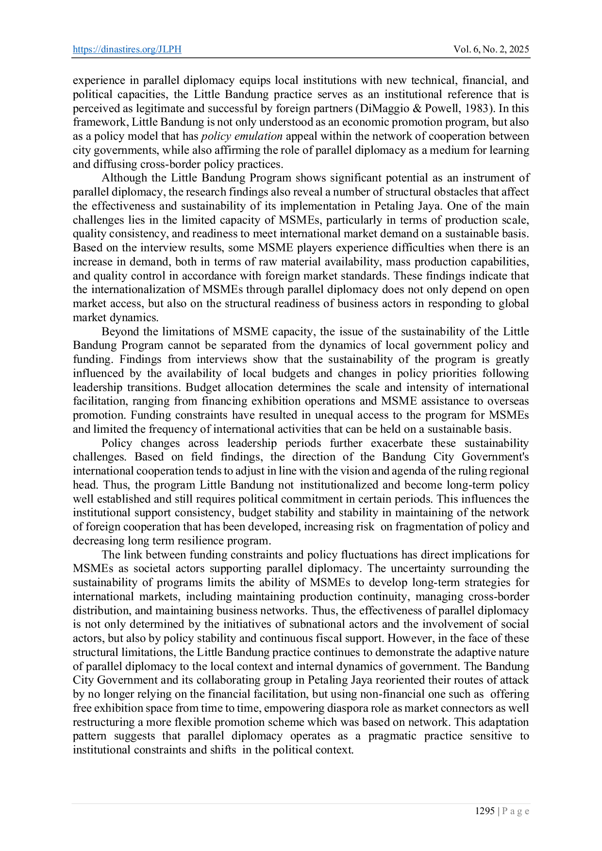 JURIS Bandung City s Parallel Diplomacy in Marketing MSMEs Through the Little Bandung Program in Petaling Jaya