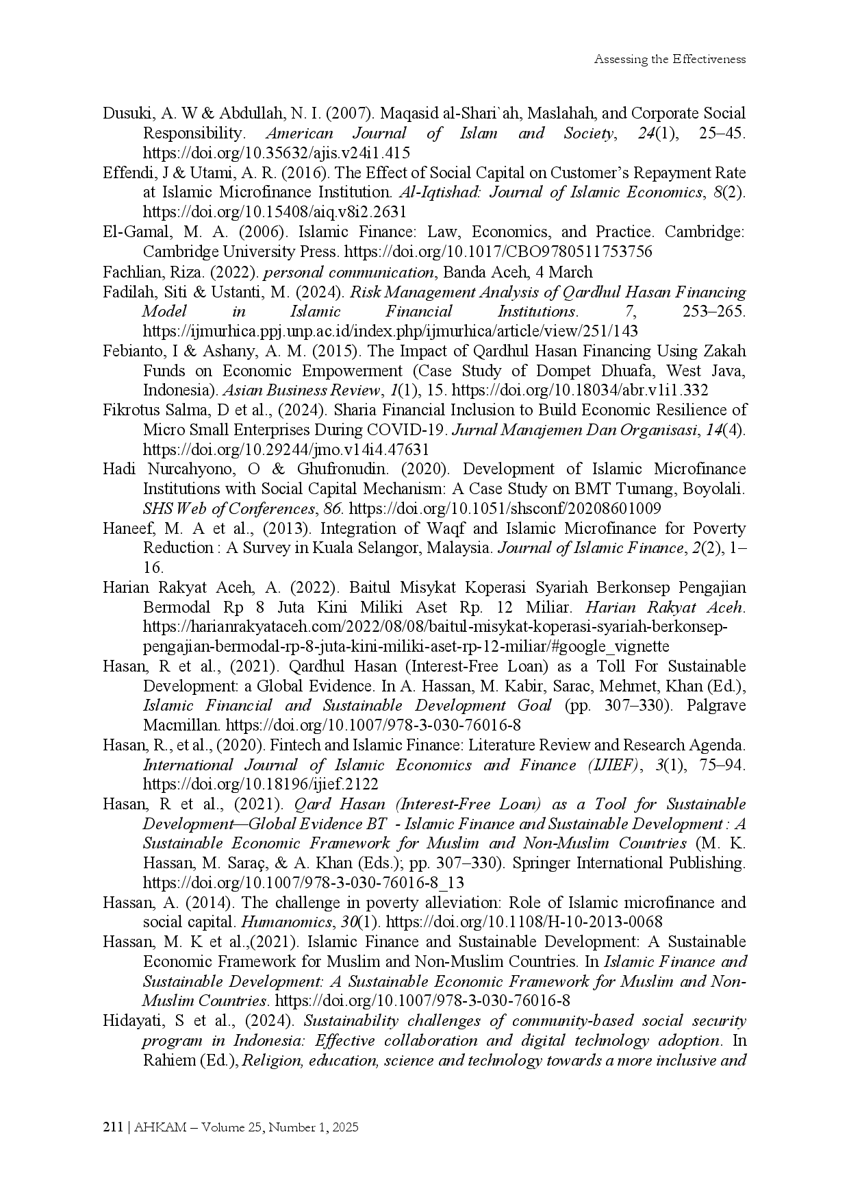 juris Assessing the Effectiveness of al Qard al Hasan Financing A Case Study of Baitul Misykat Microfinance Institution in Aceh