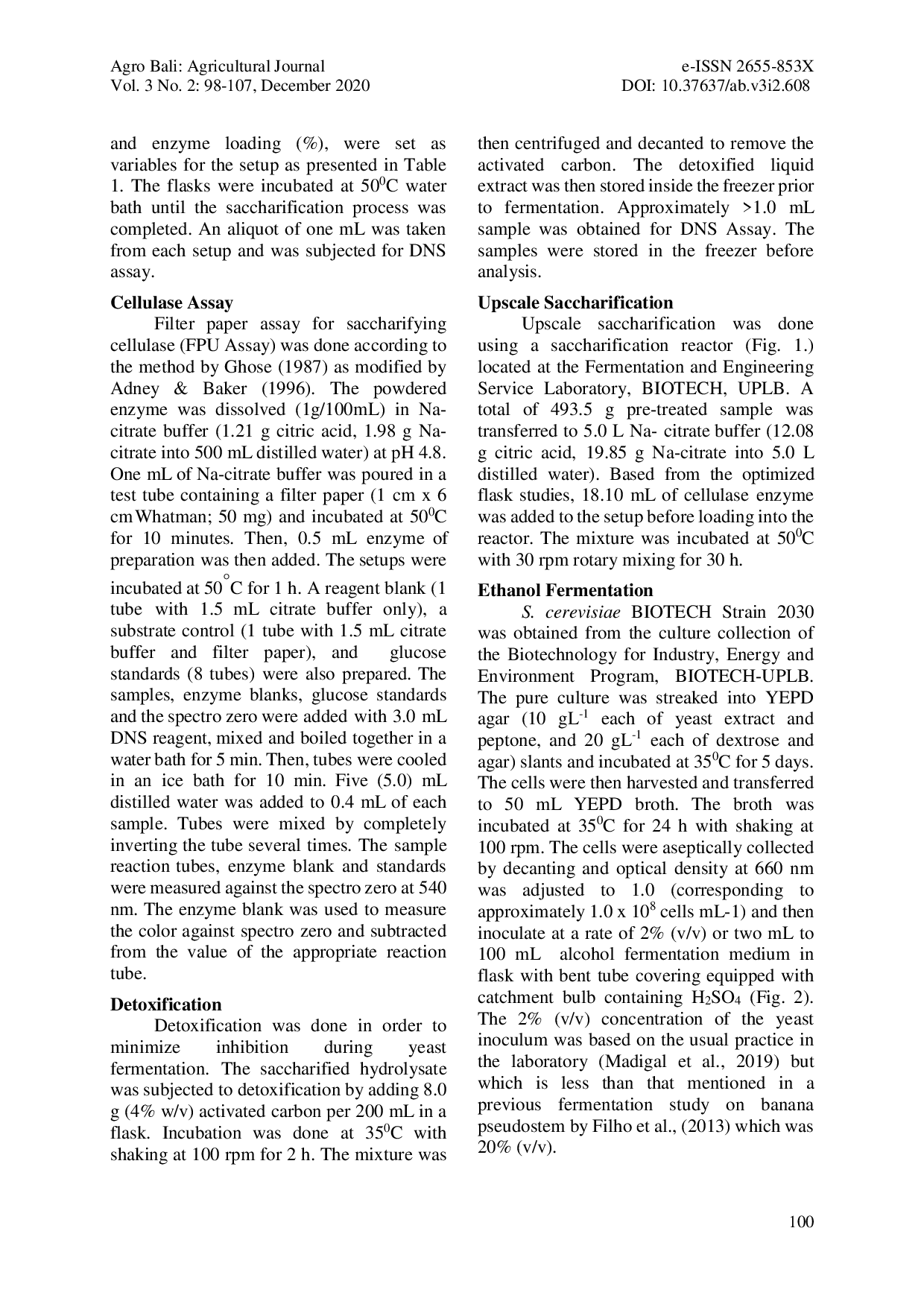 JURIS PRE TREATMENT AND ENZYMATIC HYDROLYSIS OF BANANA Musa acuminata x balbisiana PSEUDOSTEM FOR ETHANOL PRODUCTION