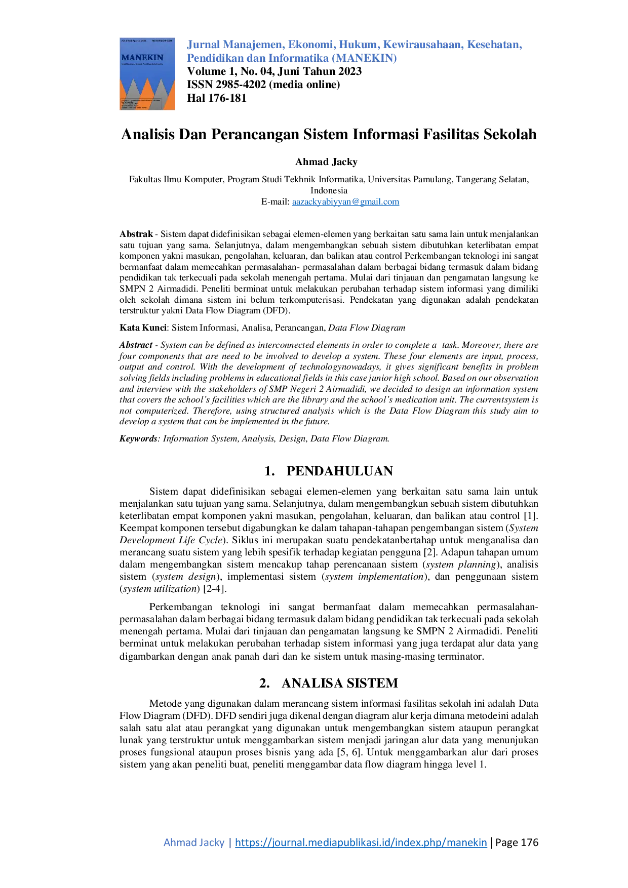 JURIS Analisis Dan Perancangan Sistem Informasi Fasilitas Sekolah