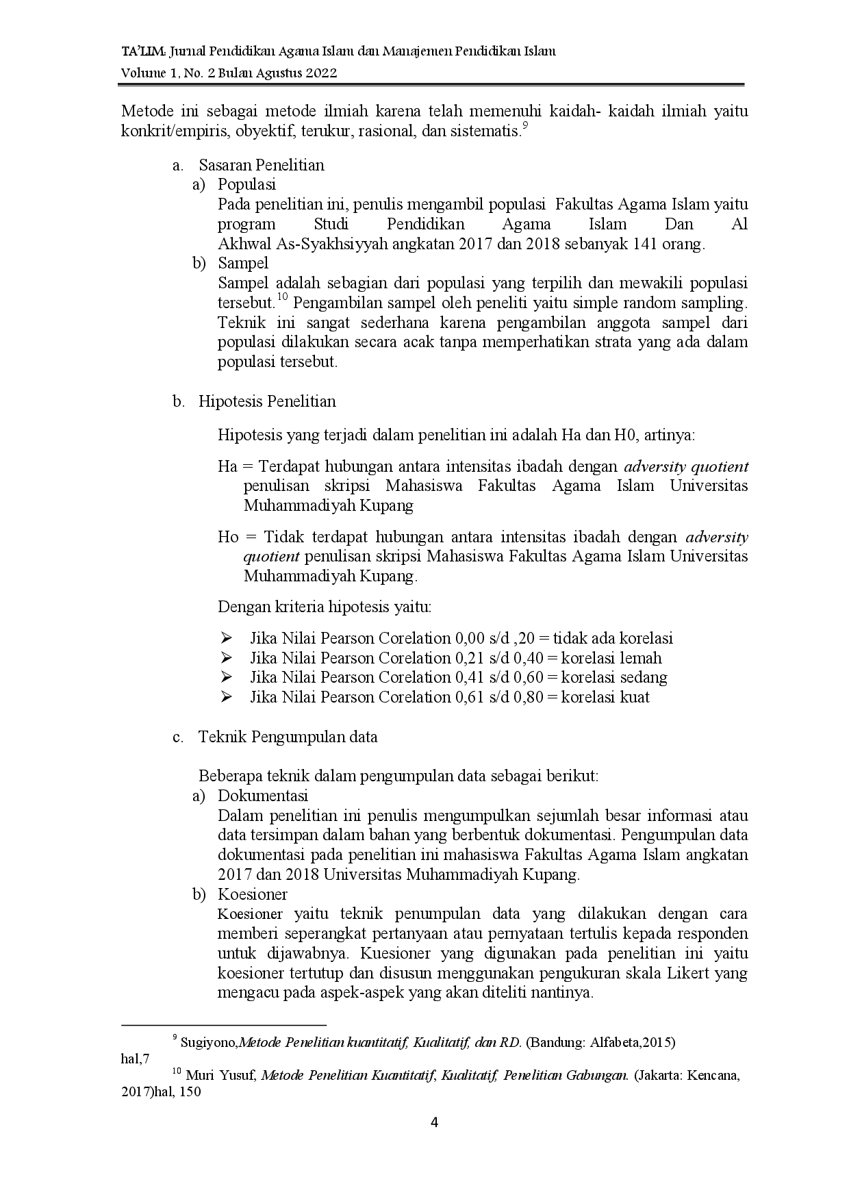 juris Hubungan Intensitas Ibadah dengan Adversity Quotient dalam Penyusunan Tugas Akhir Mahasiswa Fakultas Agama Islam Di Universitas Muhammadiyah Kupang