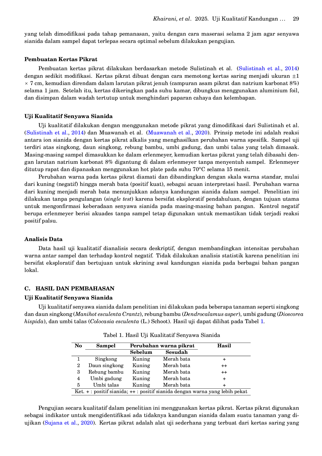 JURIS Uji Kualitatif Kandungan Senyawa Sianida pada Tanaman dengan Metode Pikrat