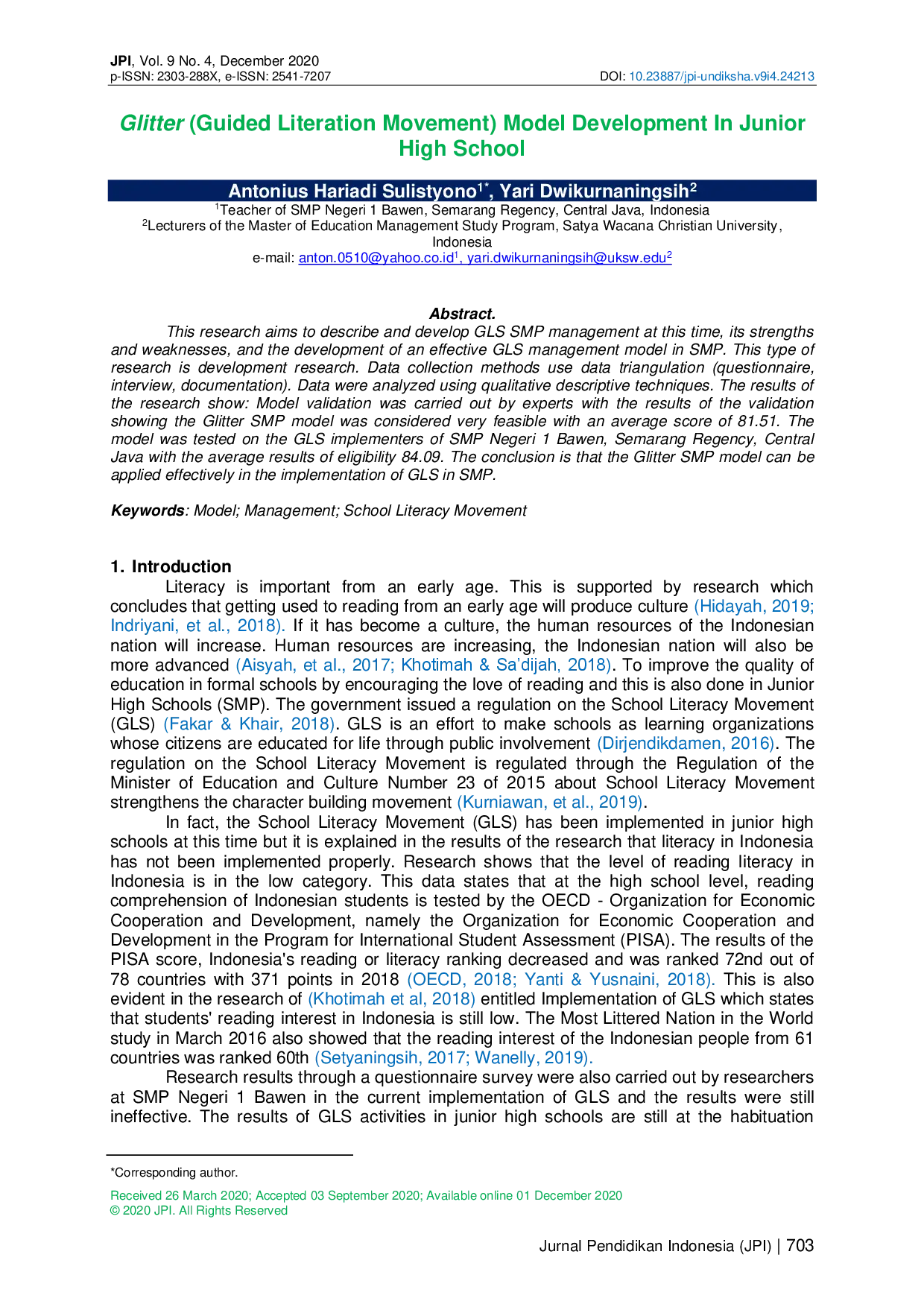 juris Glitter Guided Literation Movement Model Development In Junior High School
