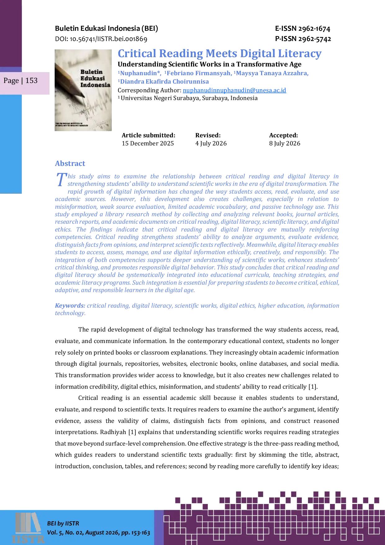 JURIS Critical Reading Meets Digital Literacy Understanding Scientific Works in a Transformative Age