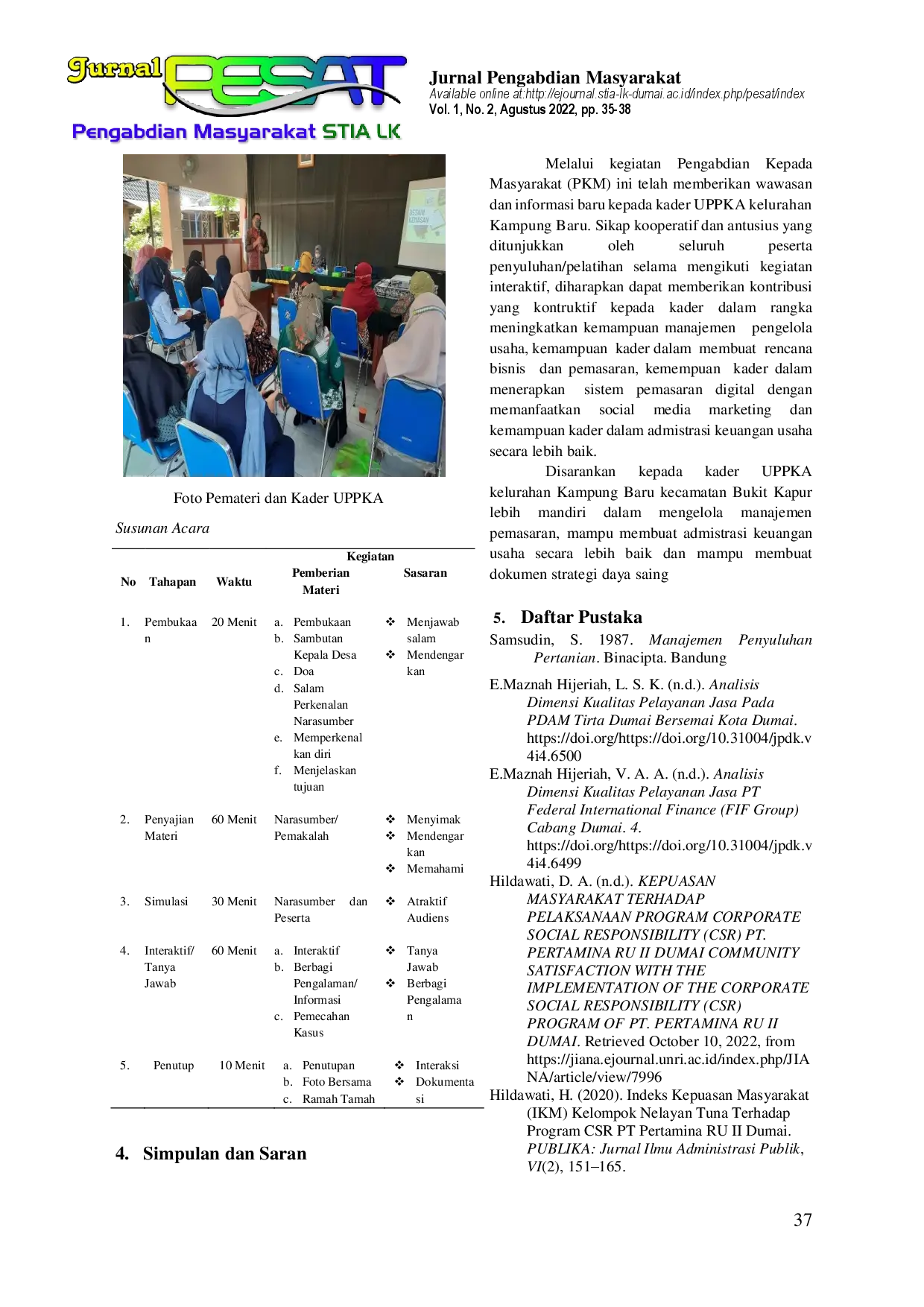 juris Pendampingan Manajemen Pemasaran Pada Uppka Di Kelurahan Kampung Baru Kecamatan Bukit Kapur