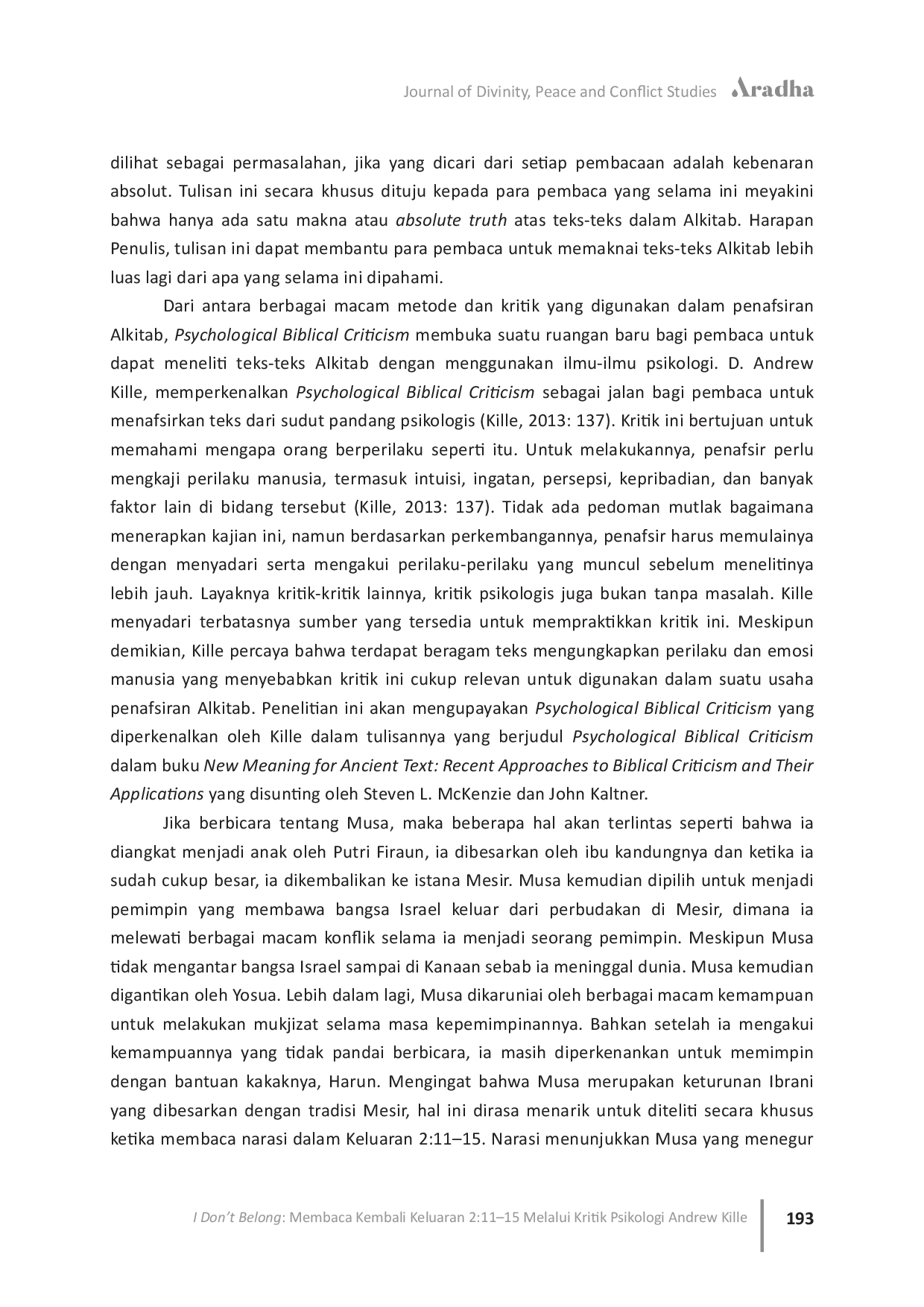 JURIS I Dont Belong Membaca Kembali Keluaran 2 11 15 melalui Kritik Psikologi Andrew Kille