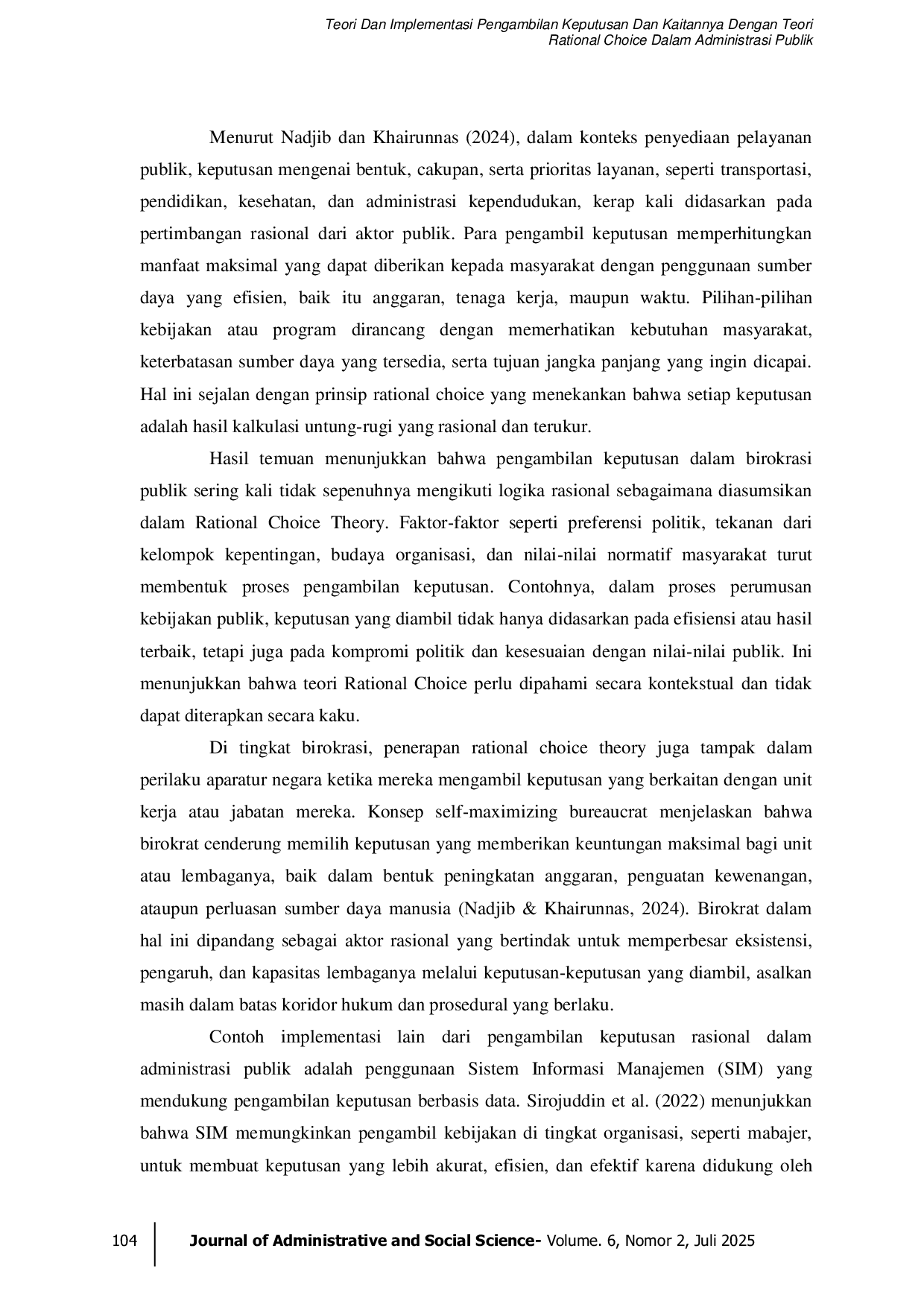 JURIS Teori Dan Implementasi Pengambilan Keputusan Dan Kaitannya Dengan Teori Rational Choice Dalam Administrasi Publik