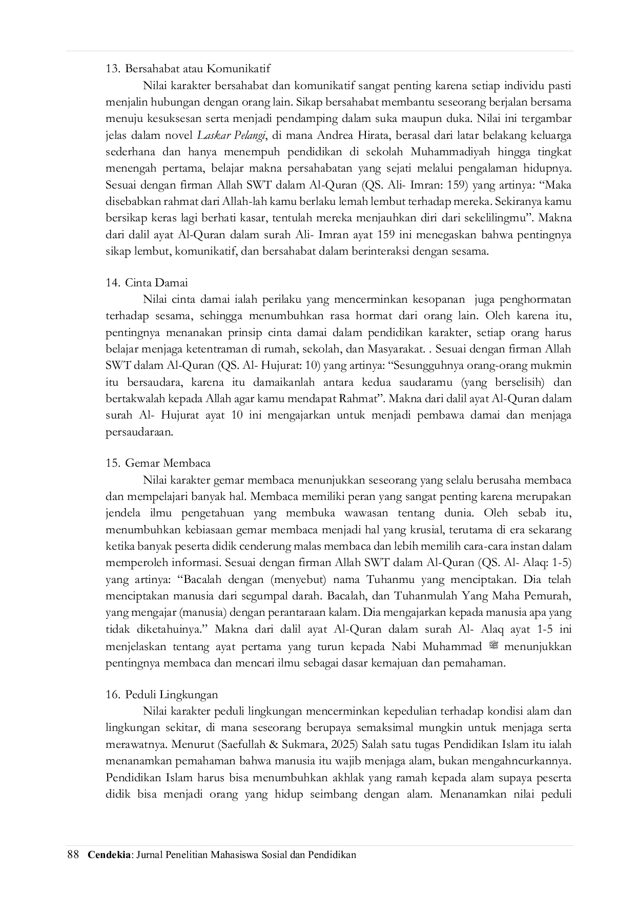 JURIS Nilai Nilai Pendidikan Karakter Islami dalam Lirik Lagu Laskar Pelangi Karya Nidji Sebuah Kajian Pustaka