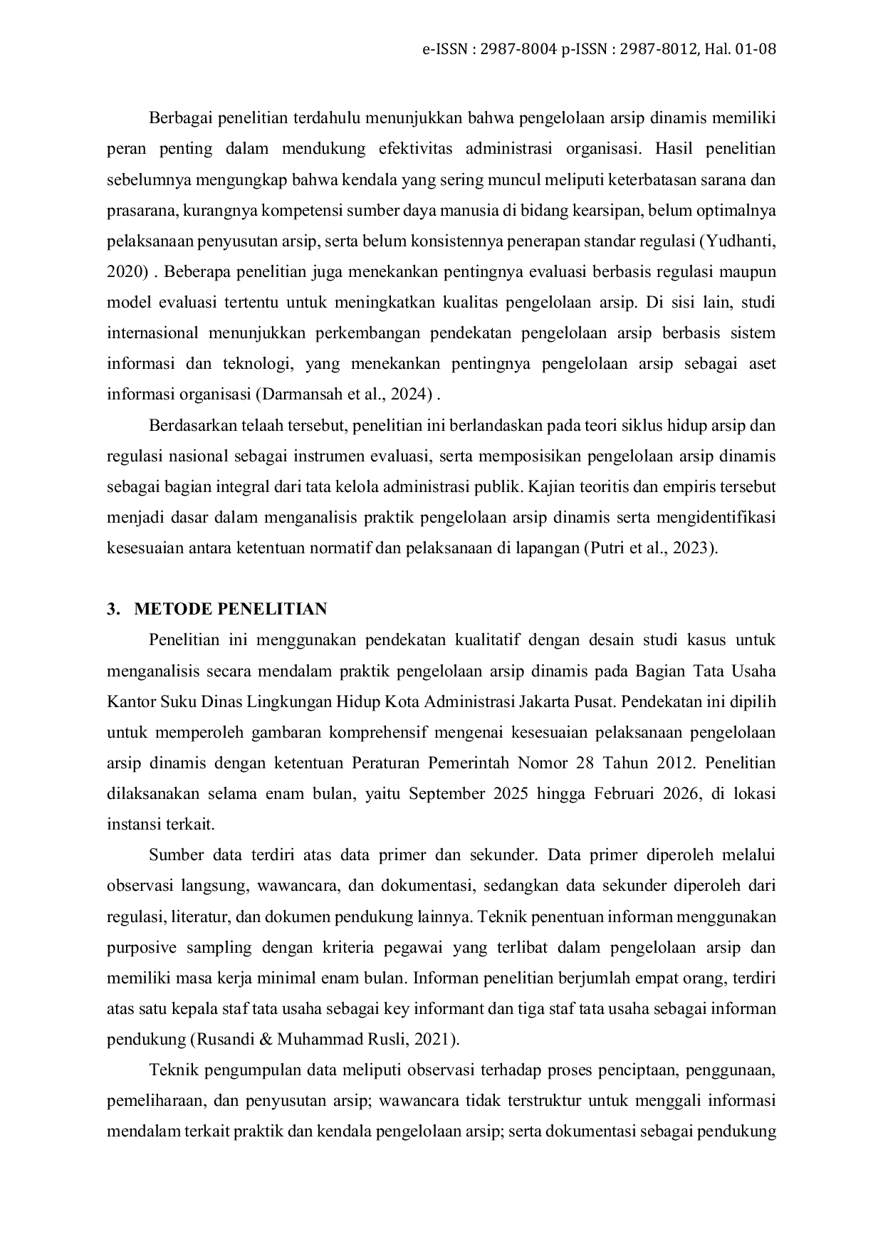 JURIS Evaluasi Pengelolaan Arsip Dinamis Bagian Tata Usaha Kantor Suku Dinas Lingkungan Hidup Kota Administrasi Jakarta Pusat