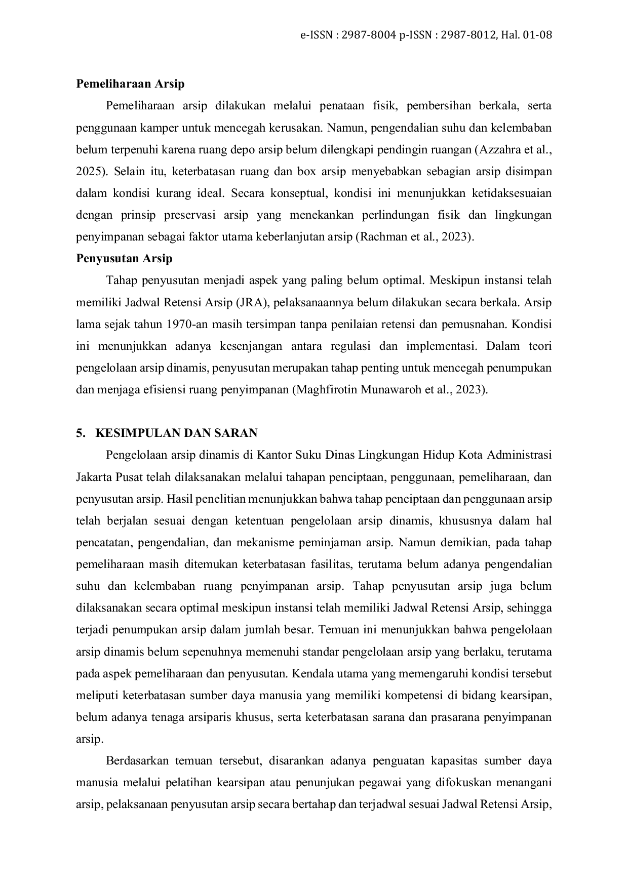 JURIS Evaluasi Pengelolaan Arsip Dinamis Bagian Tata Usaha Kantor Suku Dinas Lingkungan Hidup Kota Administrasi Jakarta Pusat