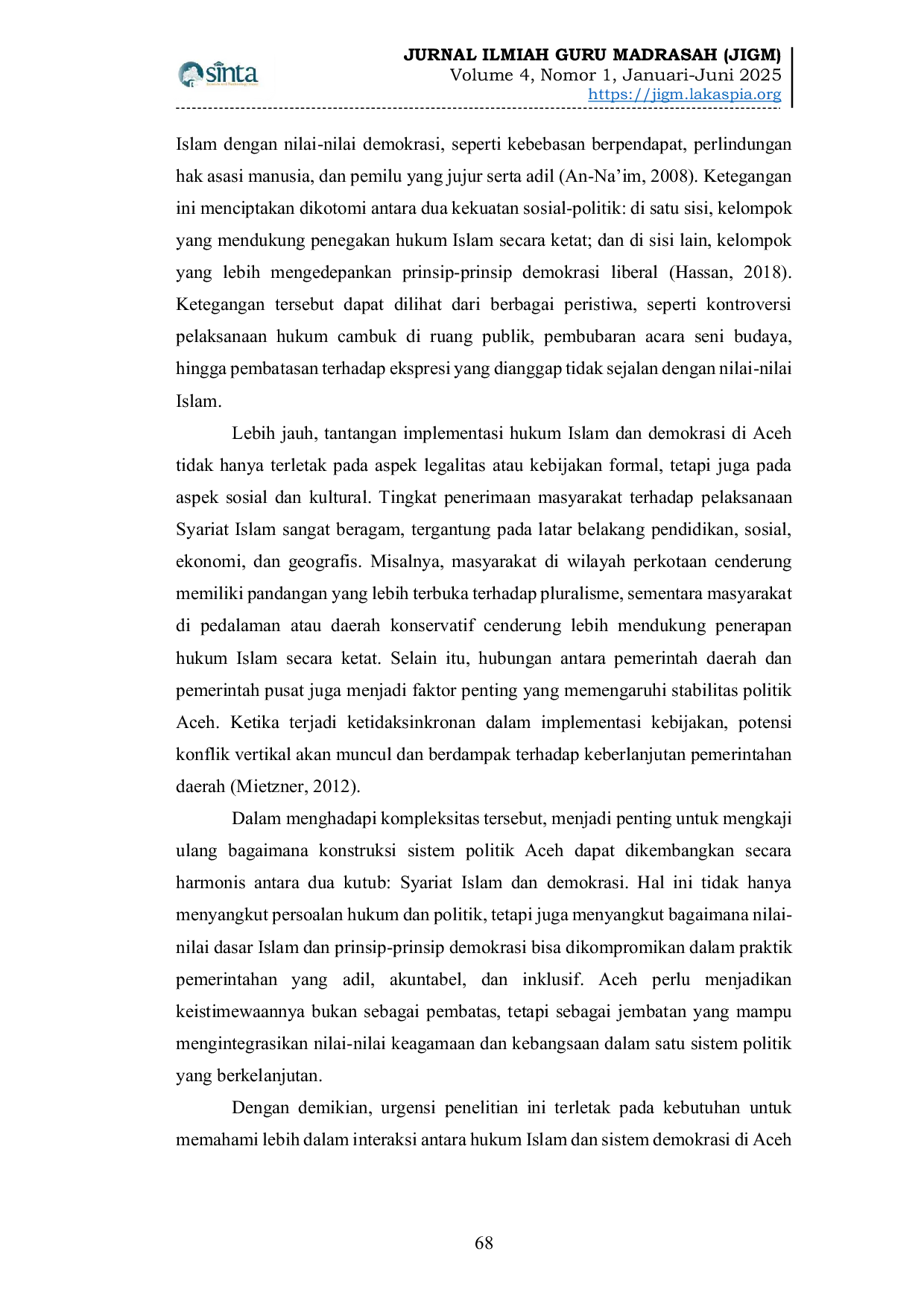 JURIS Penguatan Pendidikan Politik Berbasis Syariat Islam dalam Konteks Sistem Demokrasi di Aceh