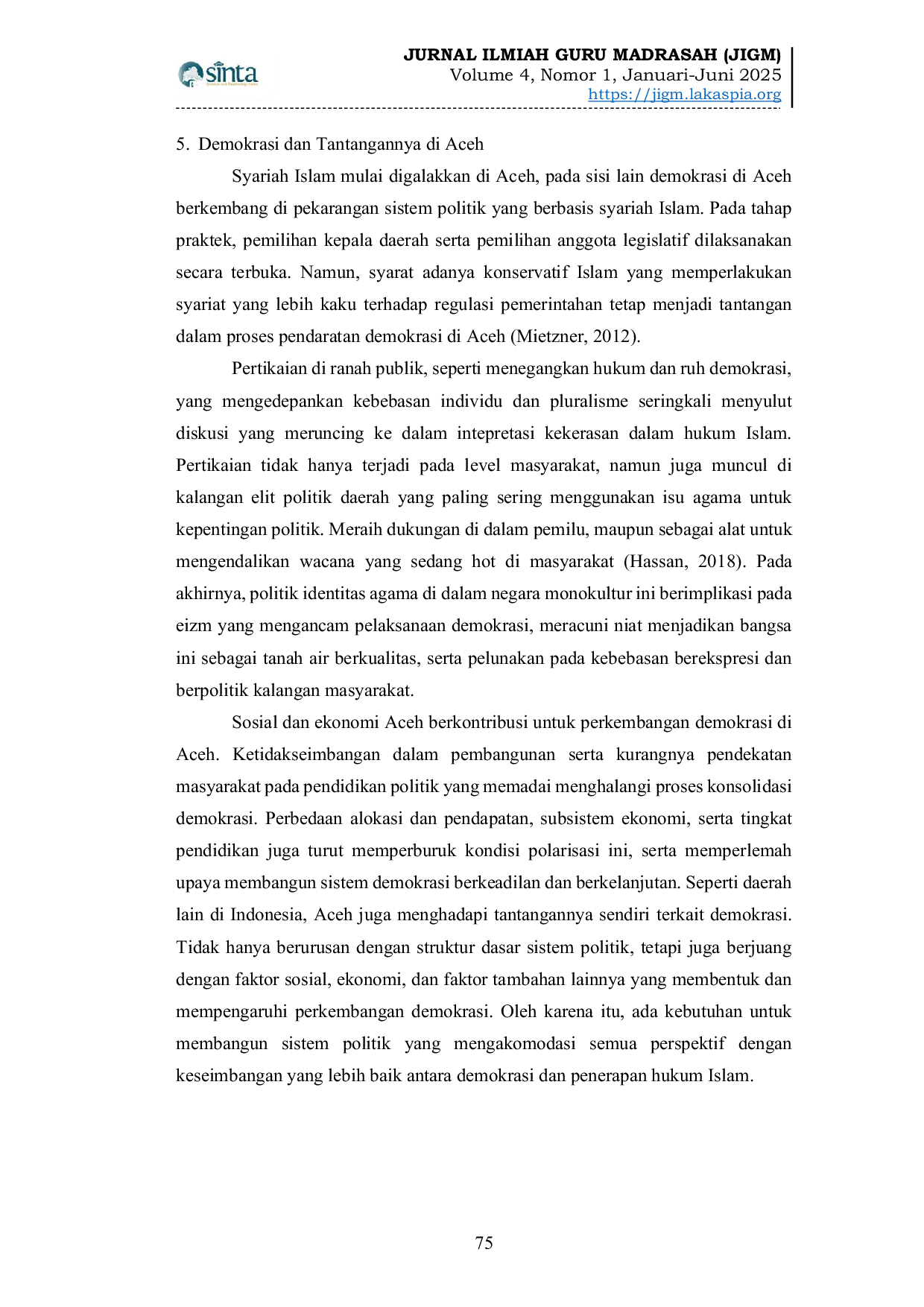 JURIS Penguatan Pendidikan Politik Berbasis Syariat Islam dalam Konteks Sistem Demokrasi di Aceh