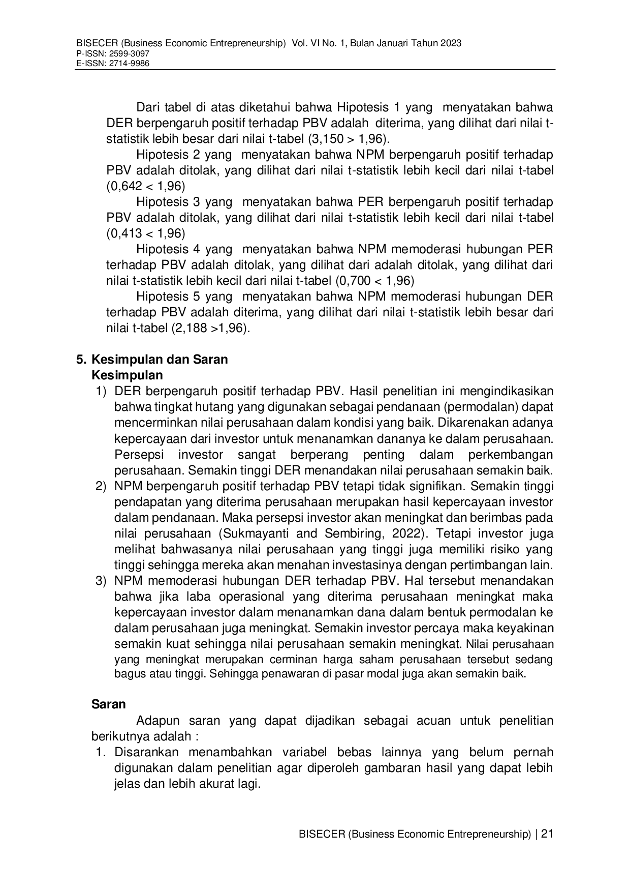 JURIS Peran NPM dalam Memoderasi Hubungan Risiko Pasar dan Risiko Fundamental Terhadap Nilai Perusahaan Studi pada perusahaan Sub Sektor Transportasi periode 2019 2021