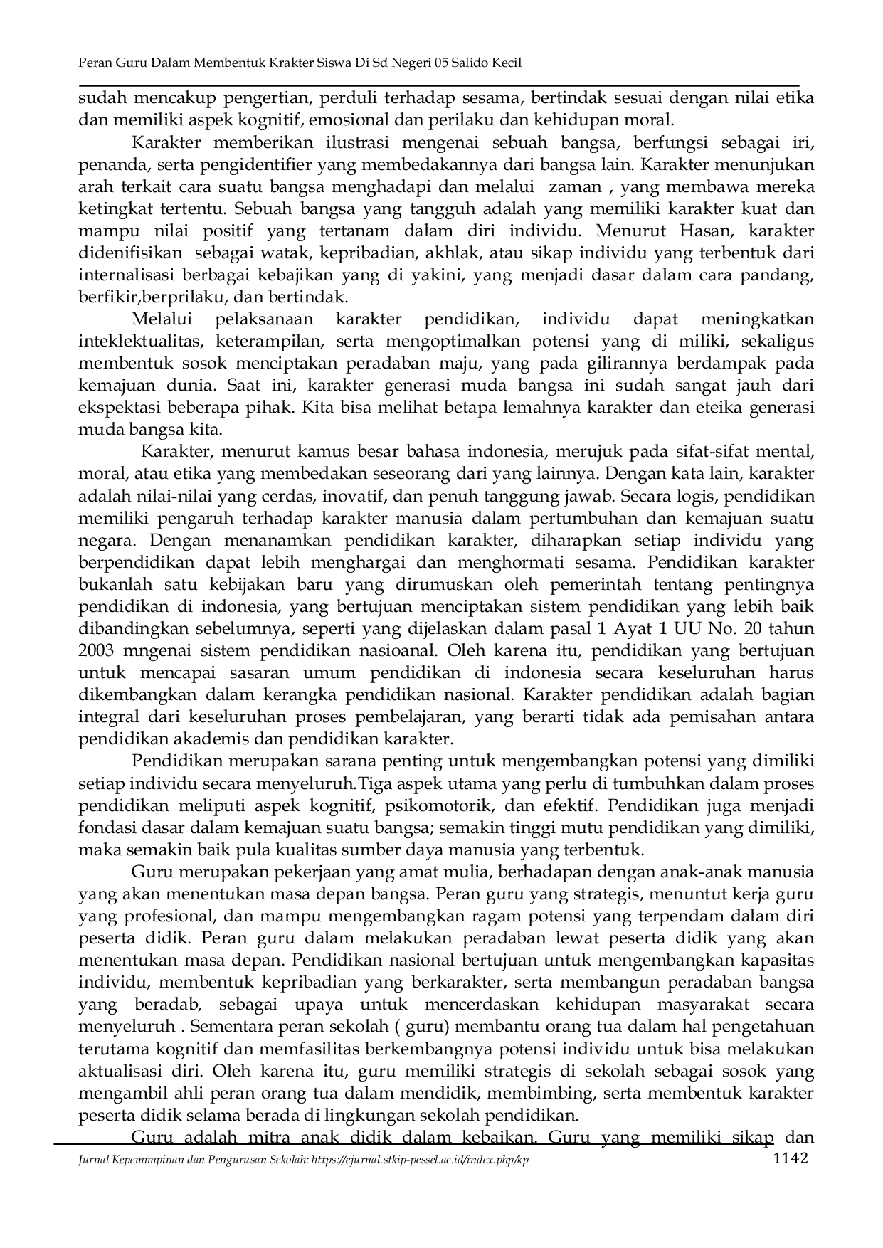 JURIS Peran Guru Dalam Membentuk Krakter Siswa Di Sd Negeri 05 Salido Kecil