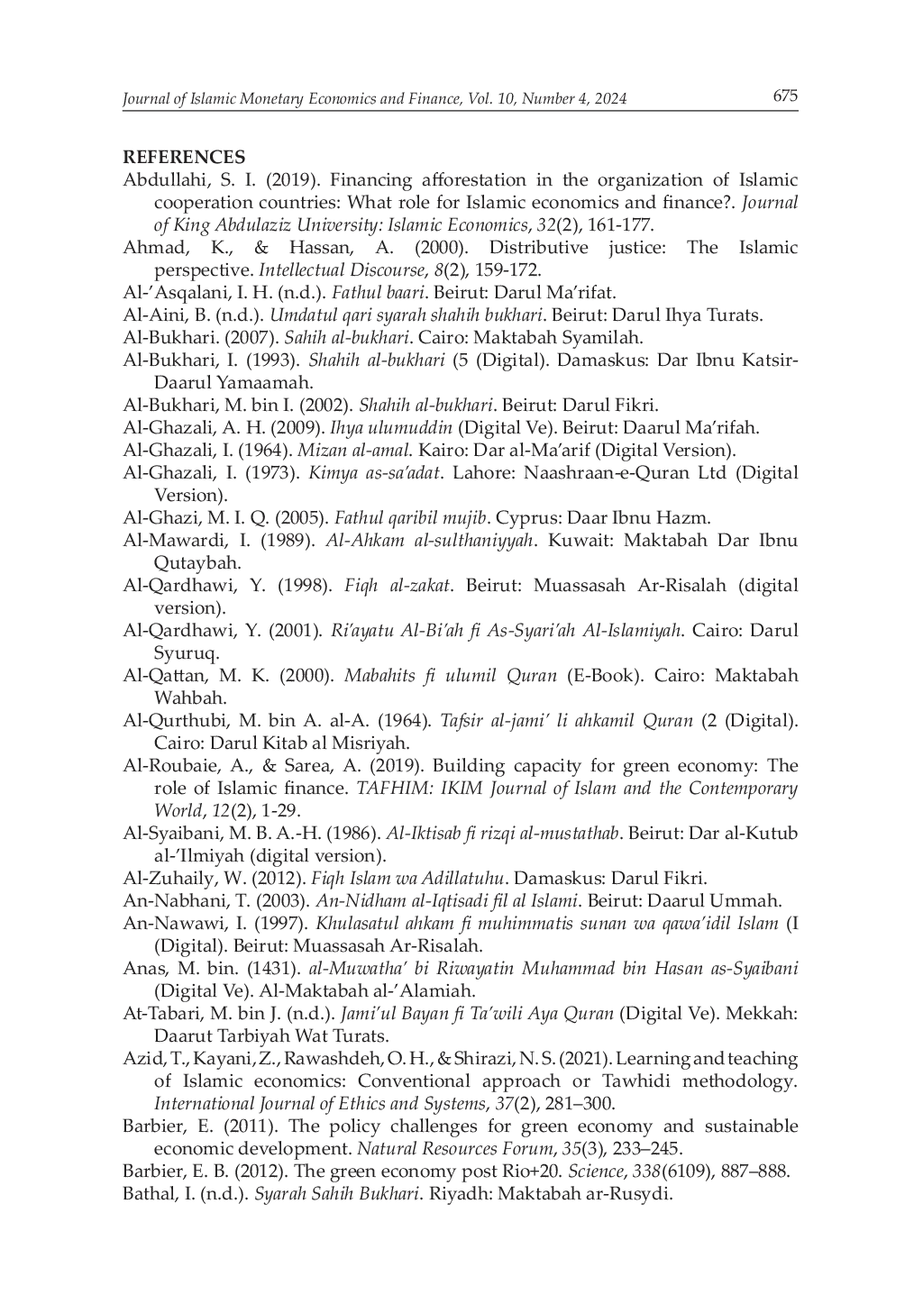 JURIS How Does Islam Support the Green Economy A Study on Turath Perspective