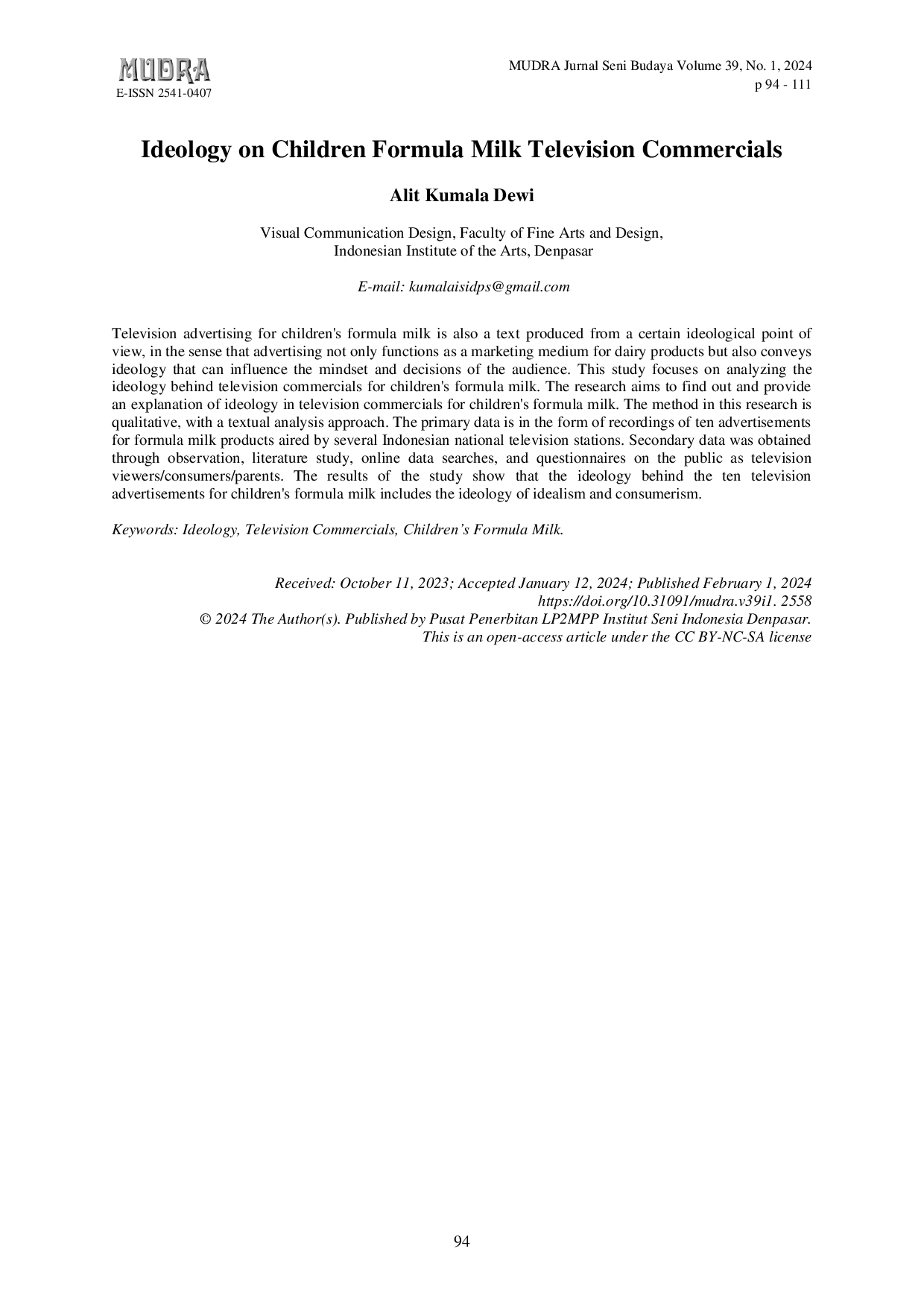 JURIS Ideology on Children Formula Milk Television Commercials