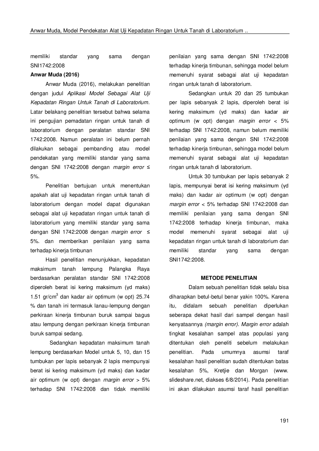 JURIS Model Pendekatan Alat Uji Kepadatan Ringan Untuk Tanah Di Laboratorium Penelitian Lanjutan I