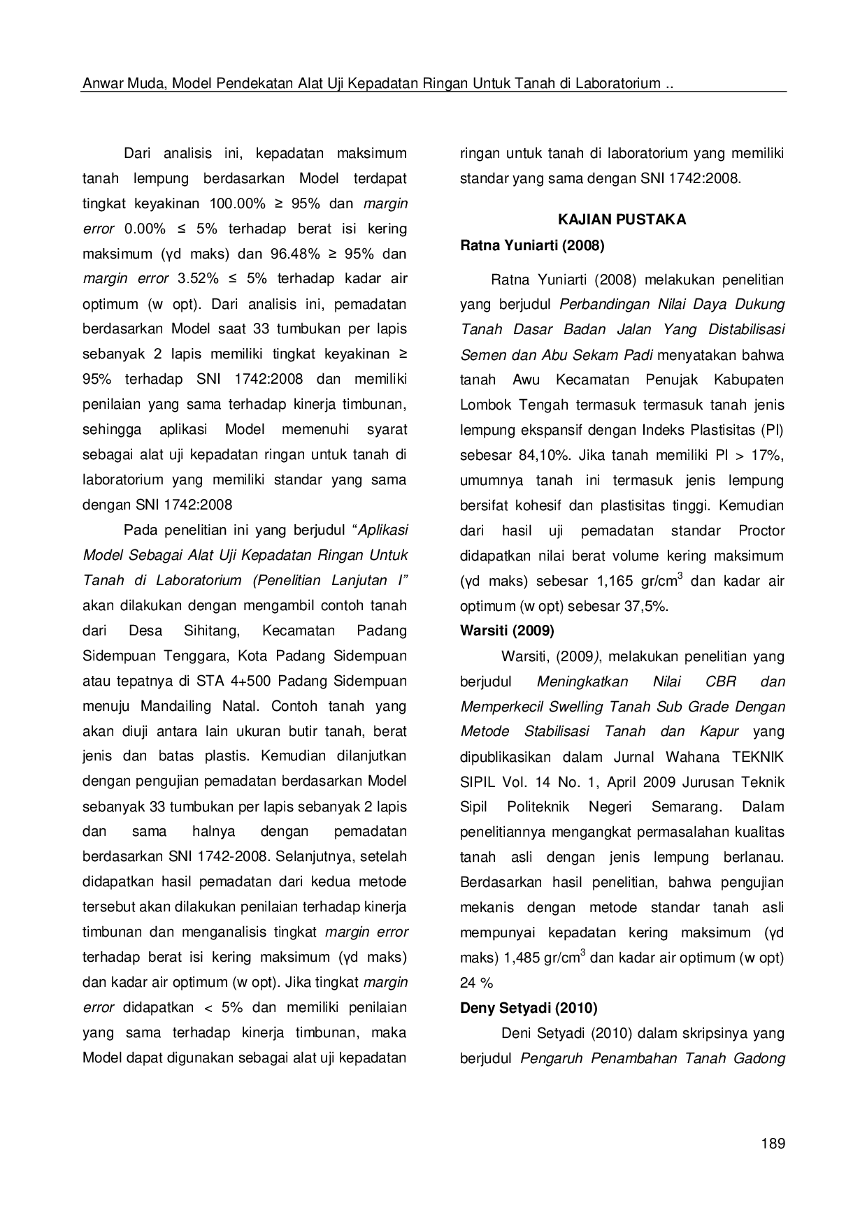 JURIS Model Pendekatan Alat Uji Kepadatan Ringan Untuk Tanah Di Laboratorium Penelitian Lanjutan I