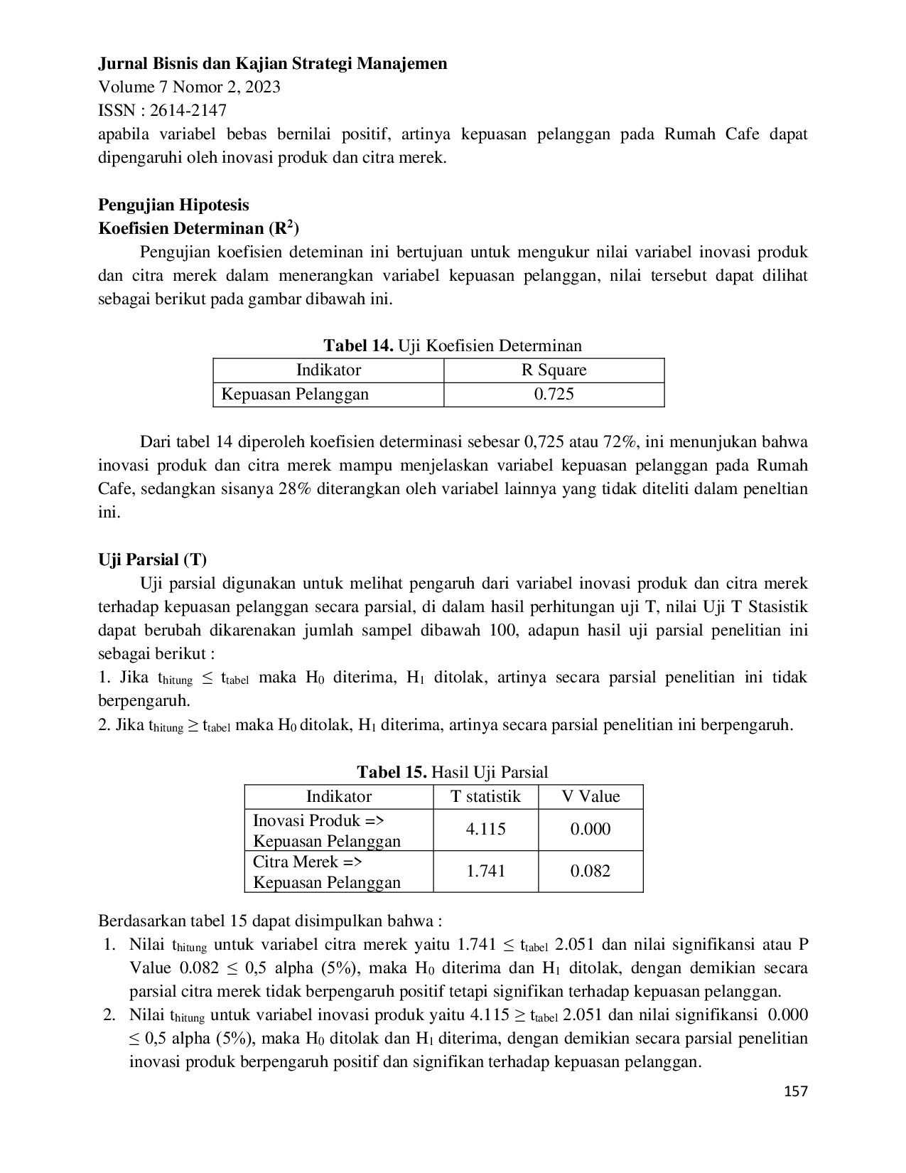 JURIS Pengaruh inovasi produk dan citra merek terhadap kepuasan pelanggan pada Rumah Cafe