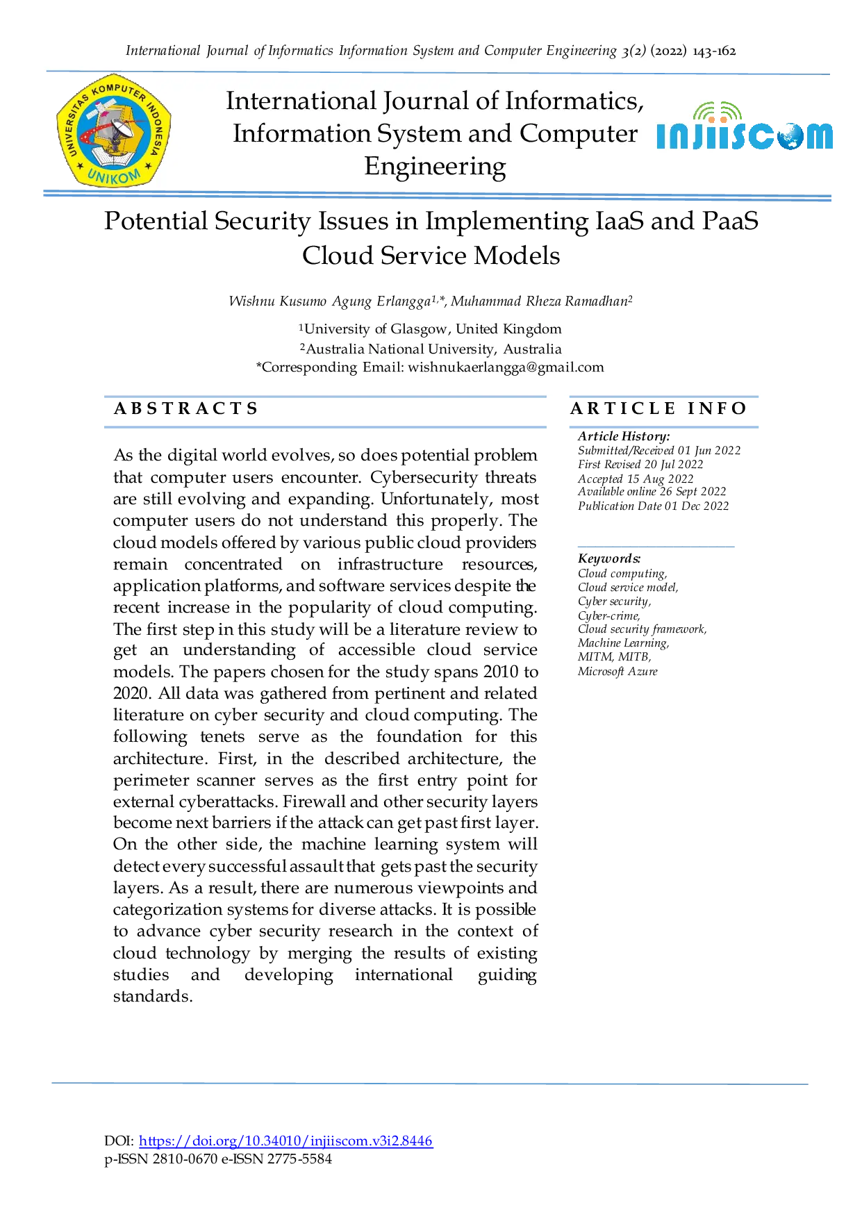 JURIS Potential Security Issues in Implementing IaaS and PaaS Cloud Service Models