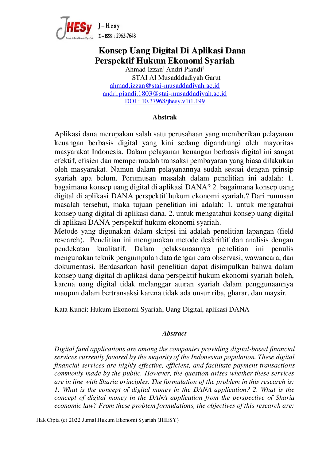 JURIS Konsep Uang Digital Di Aplikasi Dana Perspektif Hukum Ekonomi Syariah