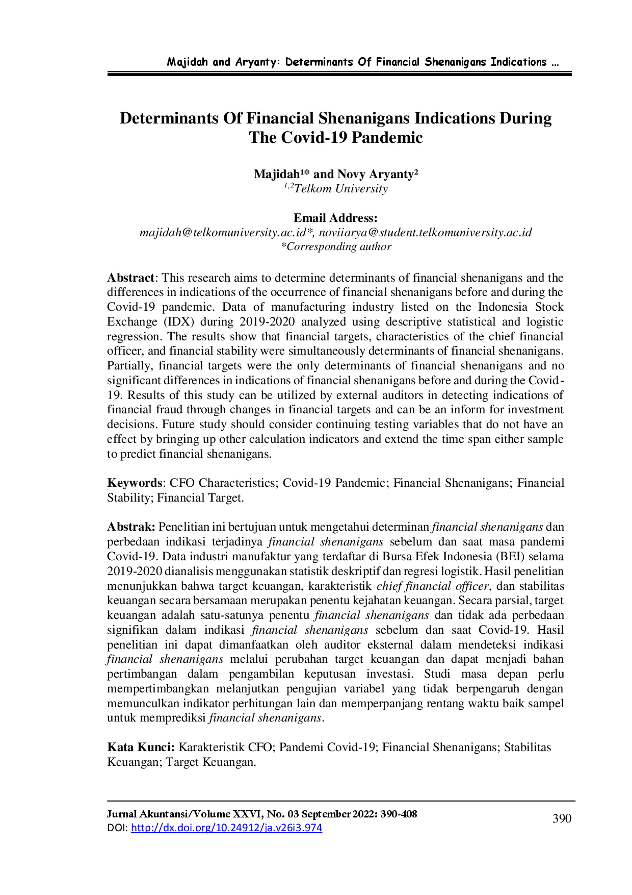 juris Determinants Of Financial Shenanigans Indications During The Covid 19 Pandemic