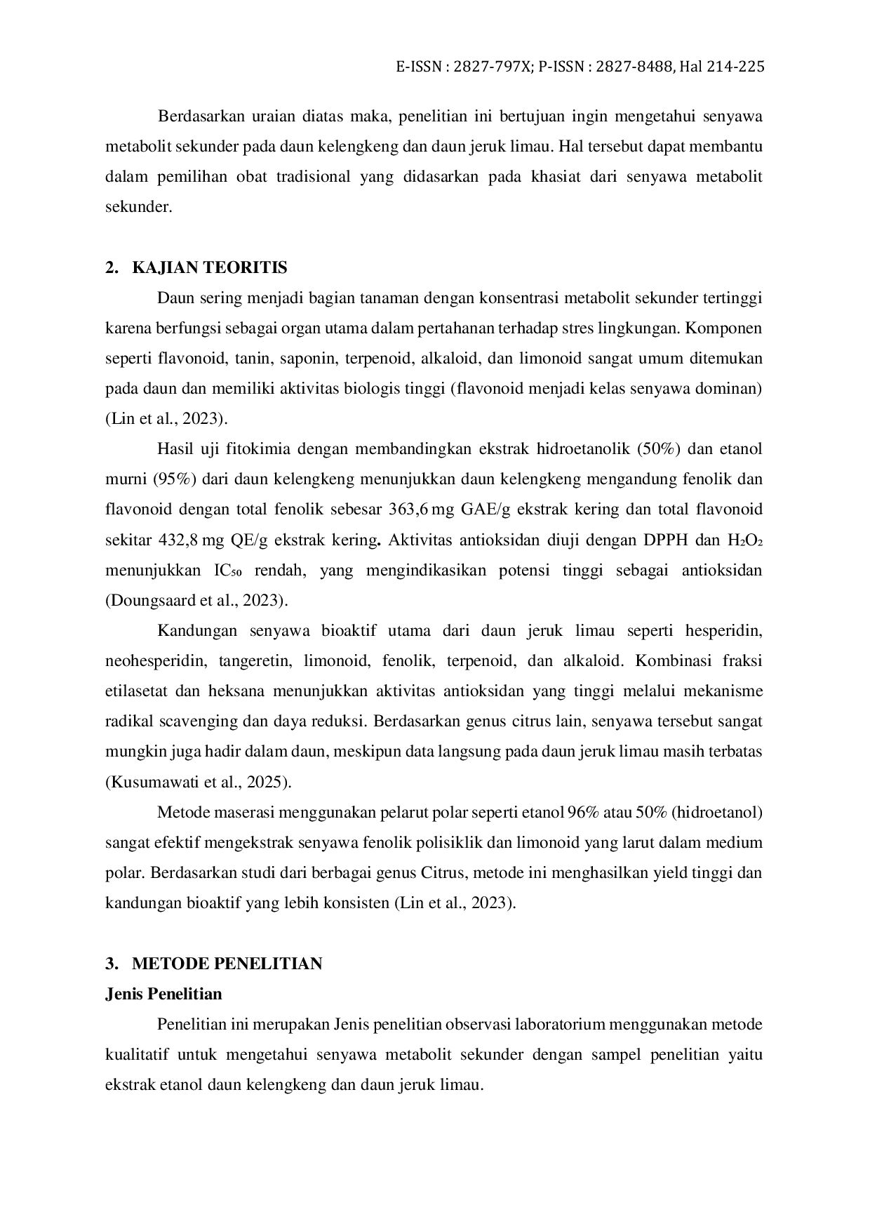 JURIS Senyawa Metabolit Sekunder pada Daun Kelengkeng dan Daun Jeruk Limau yang Berkhasiat sebagai Obat Tradisional