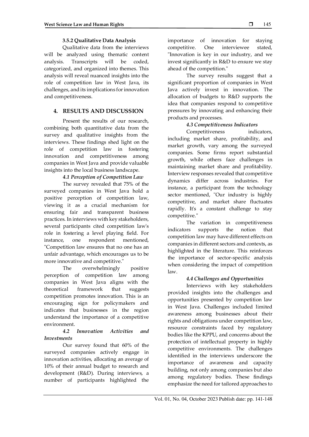 JURIS The Role of Competition Law in Encouraging Innovation and Competitiveness of Companies in West Java