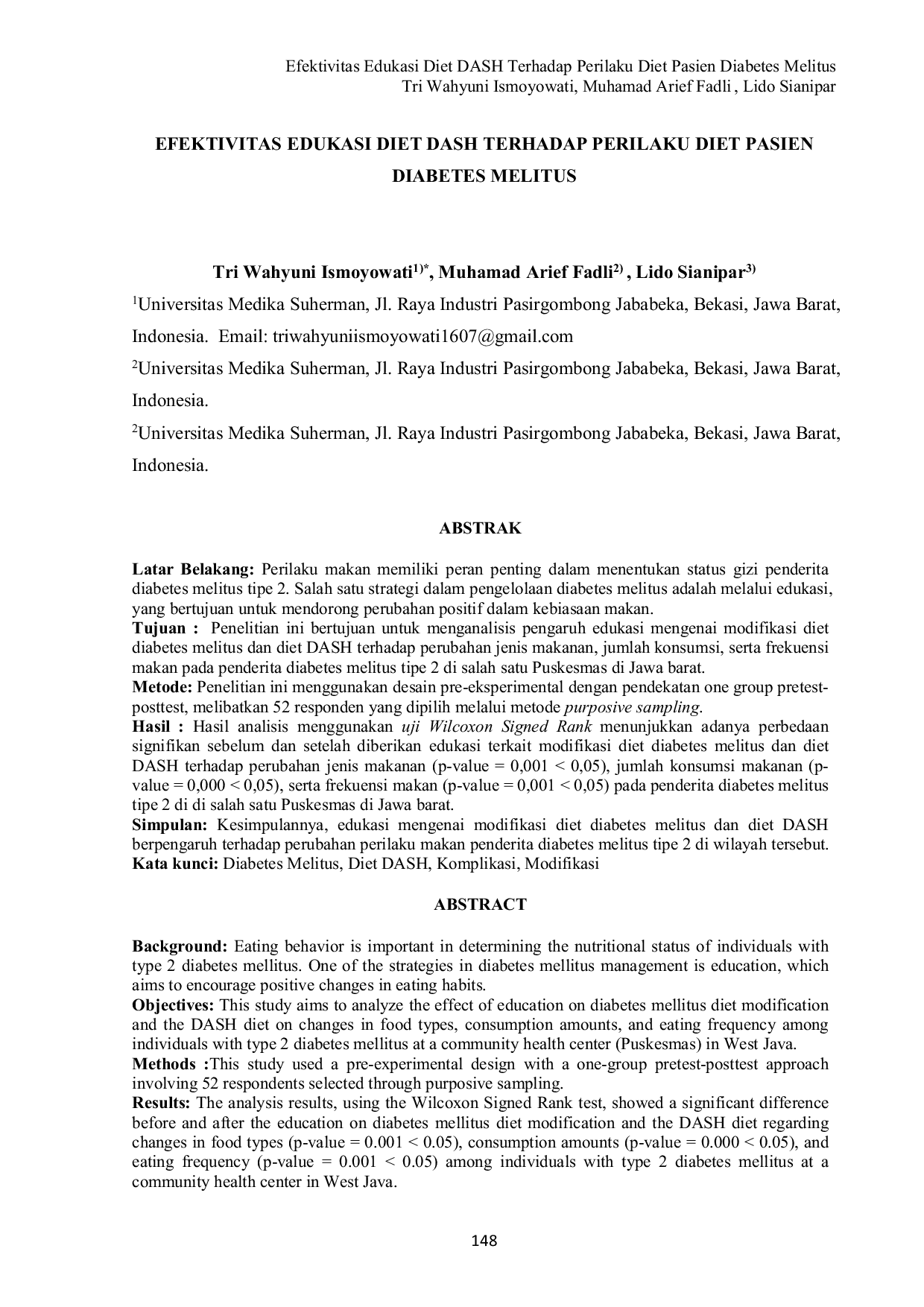 JURIS Efektivitas Edukasi Diet DASH Terhadap Perilaku Diet Pasien Diabetes Melitus