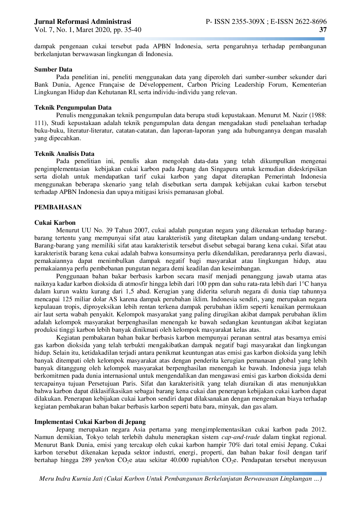 JURIS Cukai Karbon Untuk Pembangunan Berkelanjutan Berwawasan Lingkungan Di Indonesia