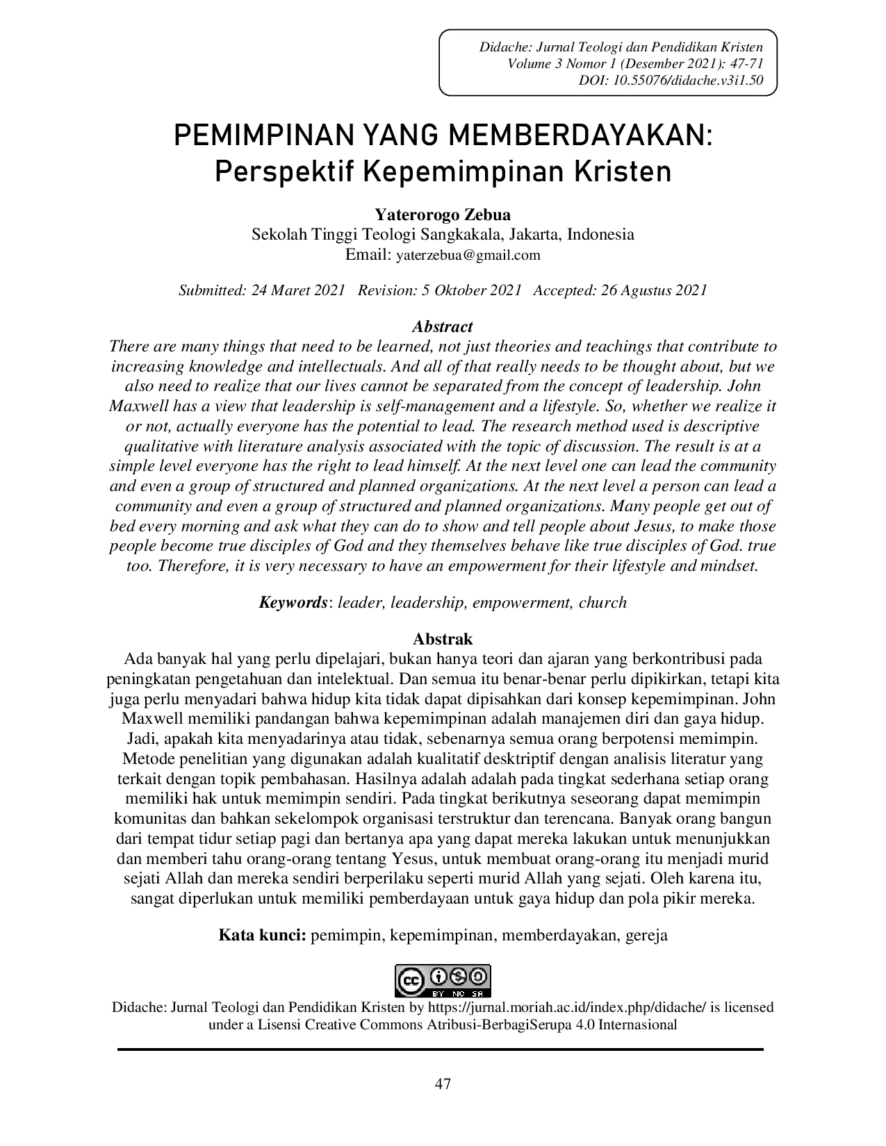 JURIS PEMIMPINAN YANG MEMBERDAYAKAN Perspektif Kepemimpinan Kristen