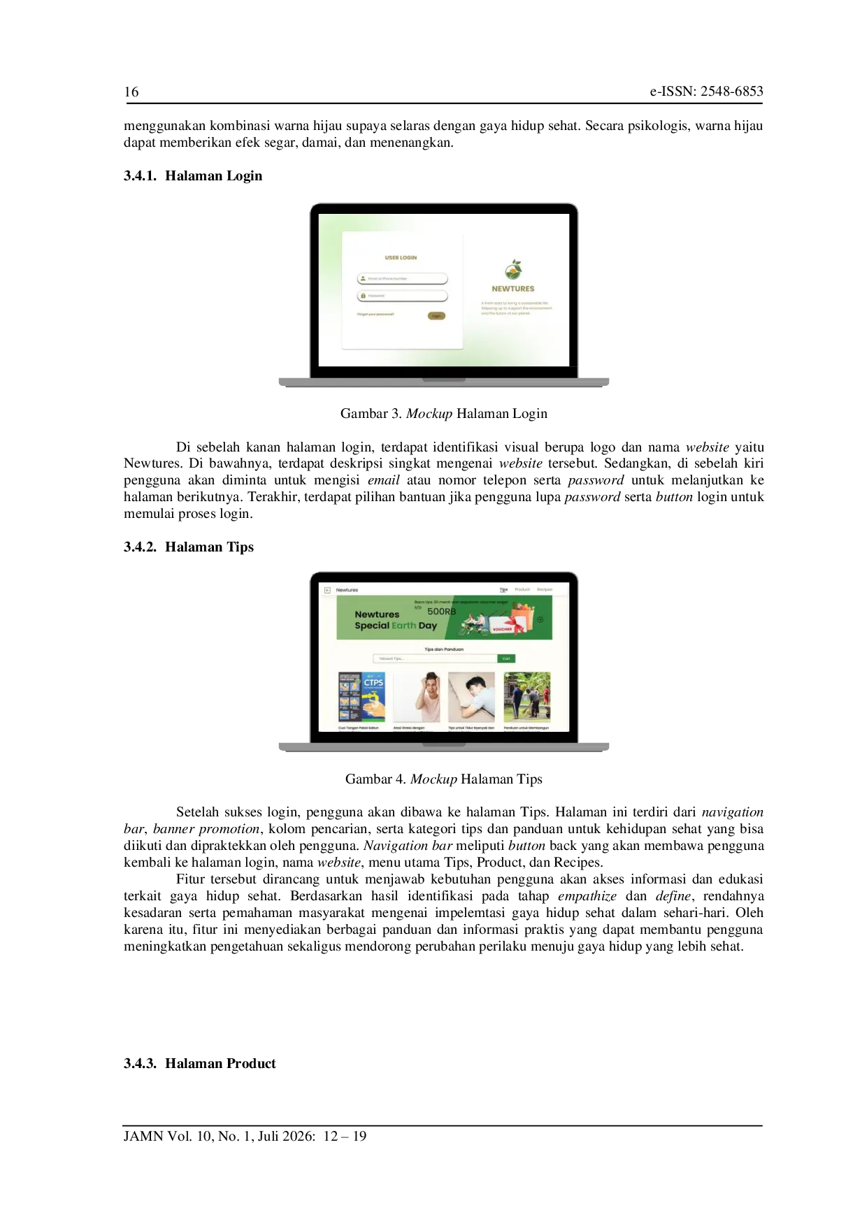 JURIS Desain Website Gaya Hidup Sehat Menggunakan Metode Design Thinking