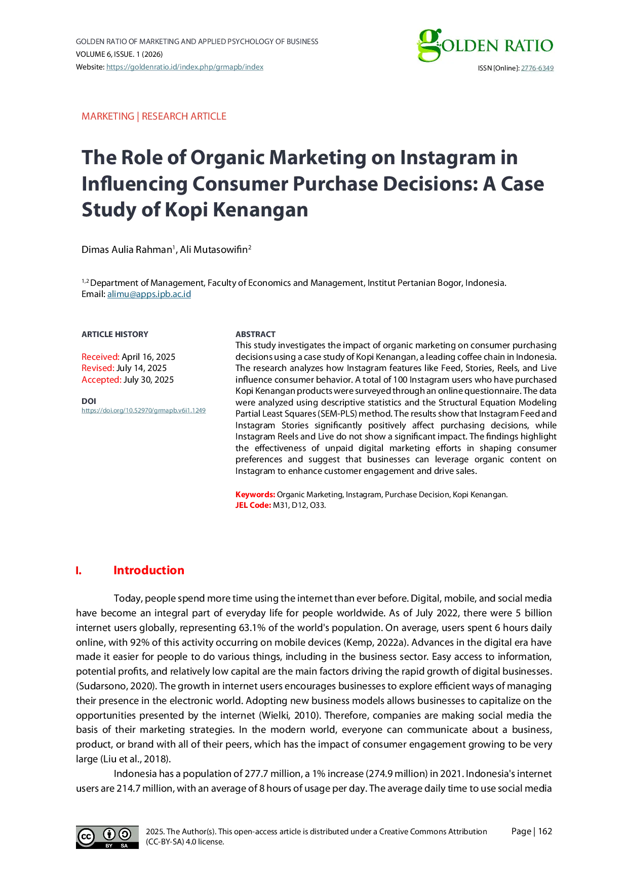 JURIS The Role of Organic Marketing on Instagram in Influencing Consumer Purchase Decisions A Case Study of Kopi Kenangan