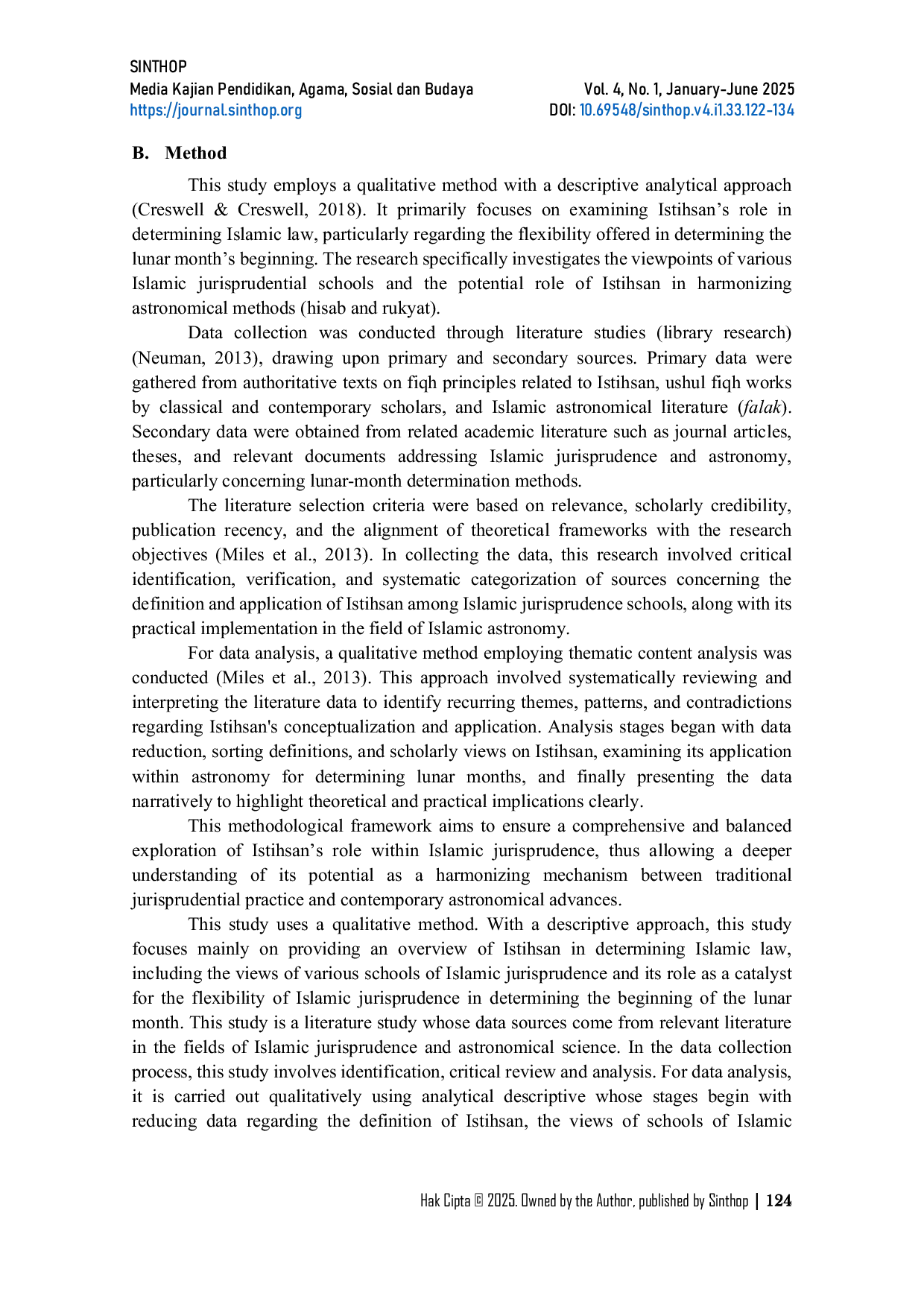 JURIS Istihsan in Determination of the Lunar Month Jurisprudential Flexibility for Harmonizing the Ummah