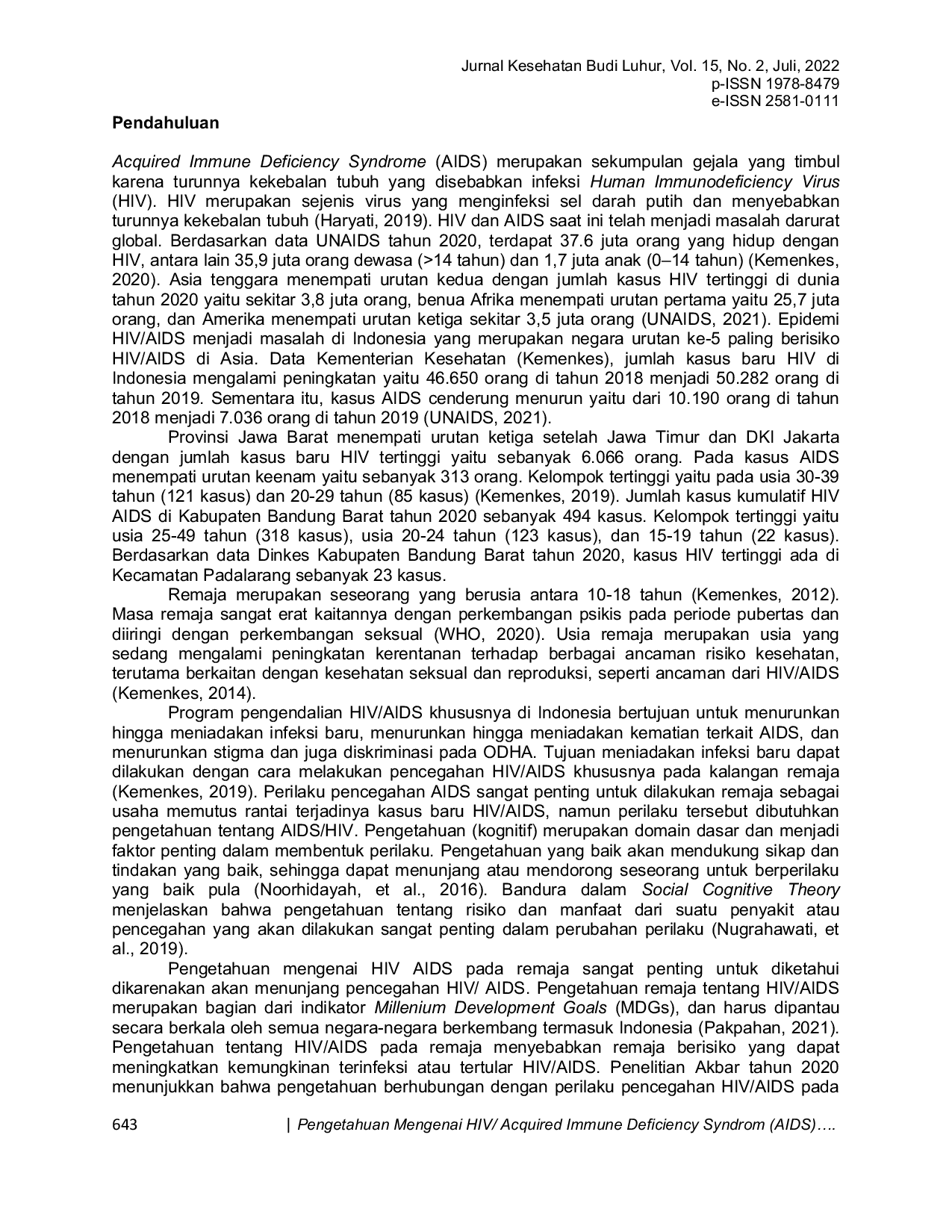 JURIS Pengetahuan Mengenai HIV Acquired Immune Deficiency Syndrome AIDS Pada Siswa