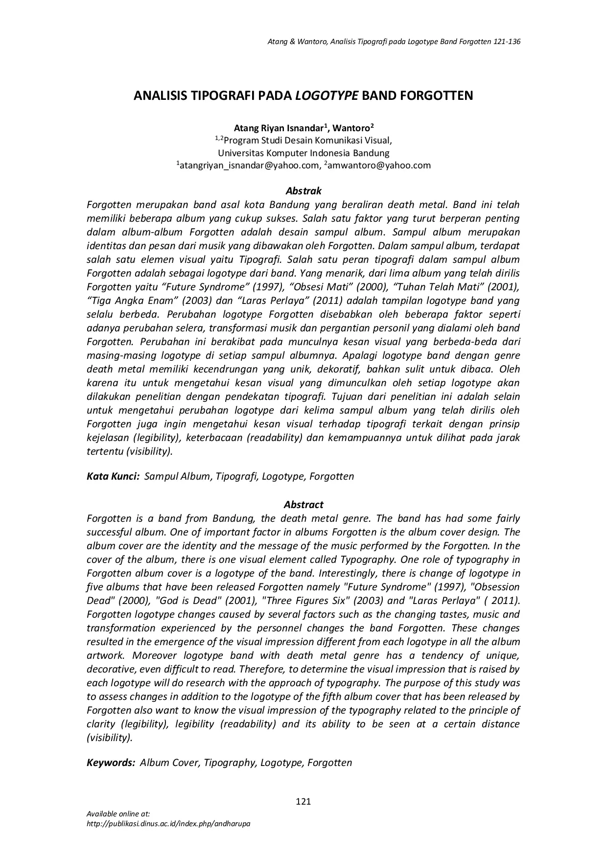 JURIS Analisis Tipografi pada Logotype Band Forgotten