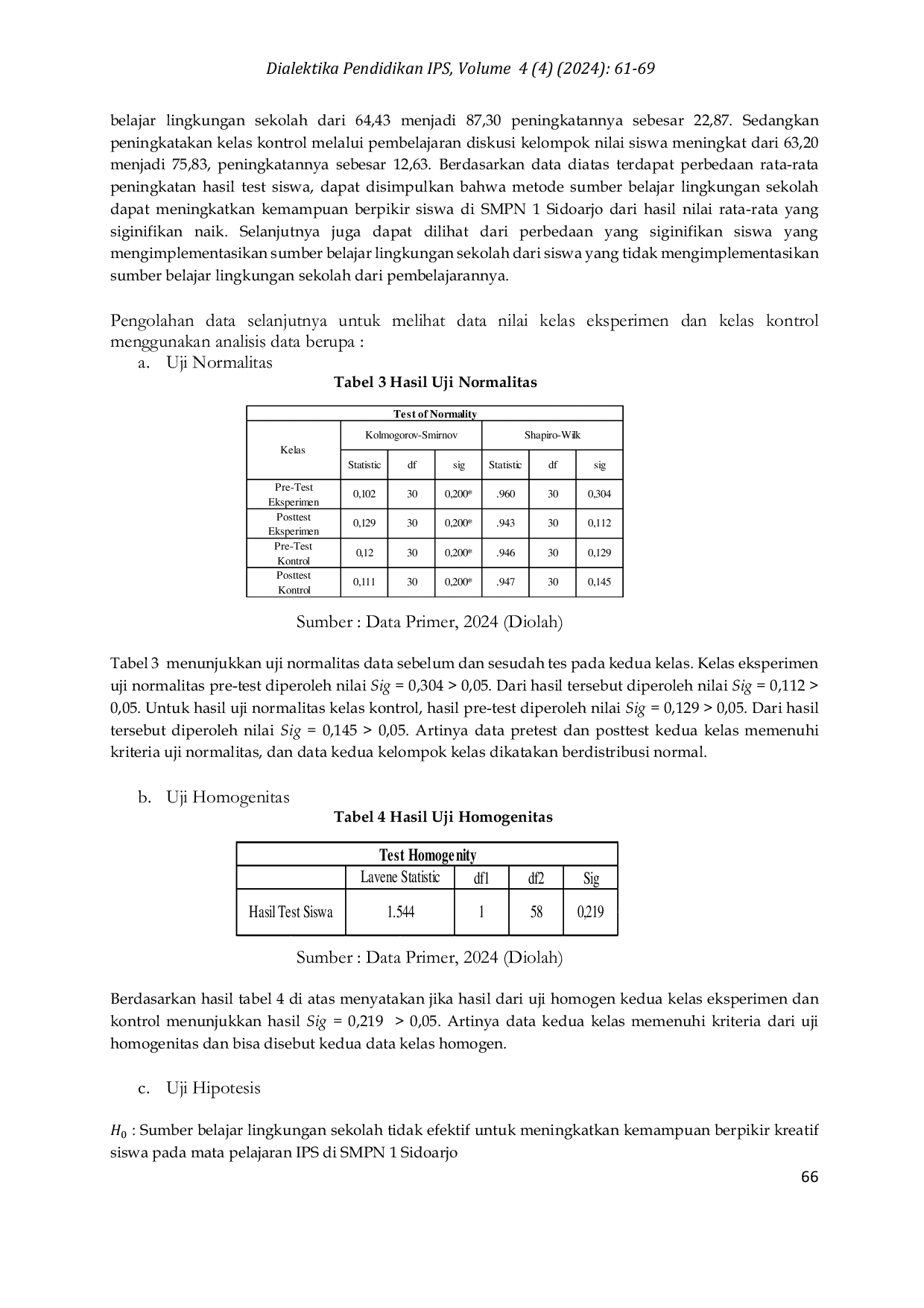 JURIS Efektivitas Pembelajaran IPS Dengan Sumber Belajar Lingkungan Sekolah Untuk Meningkatkan Kemampuan Berpikir Kreatif Siswa