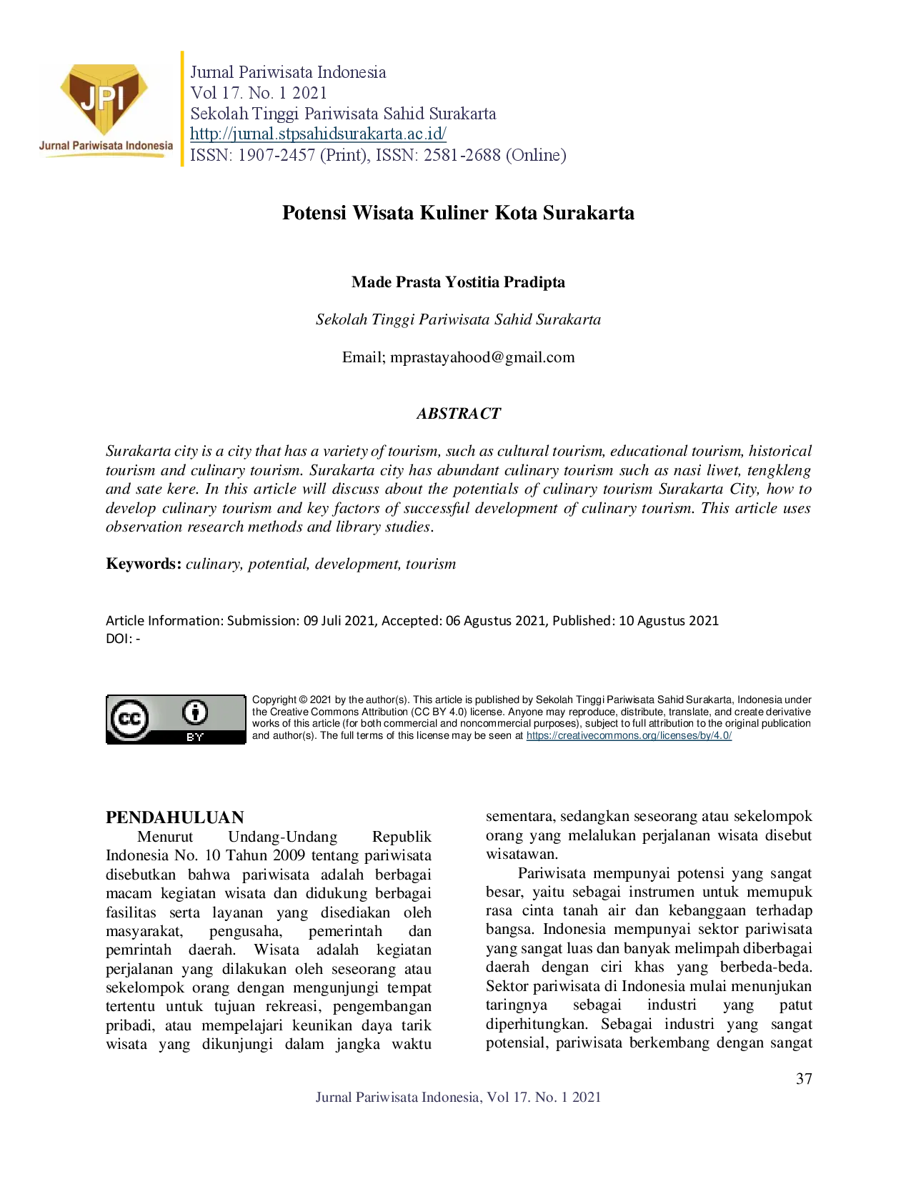juris Potensi Wisata Kuliner Kota Surakarta