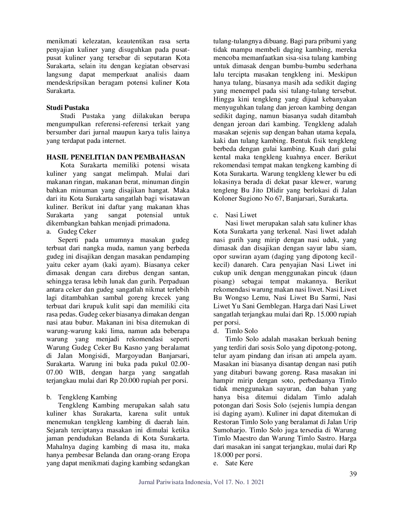 juris Potensi Wisata Kuliner Kota Surakarta