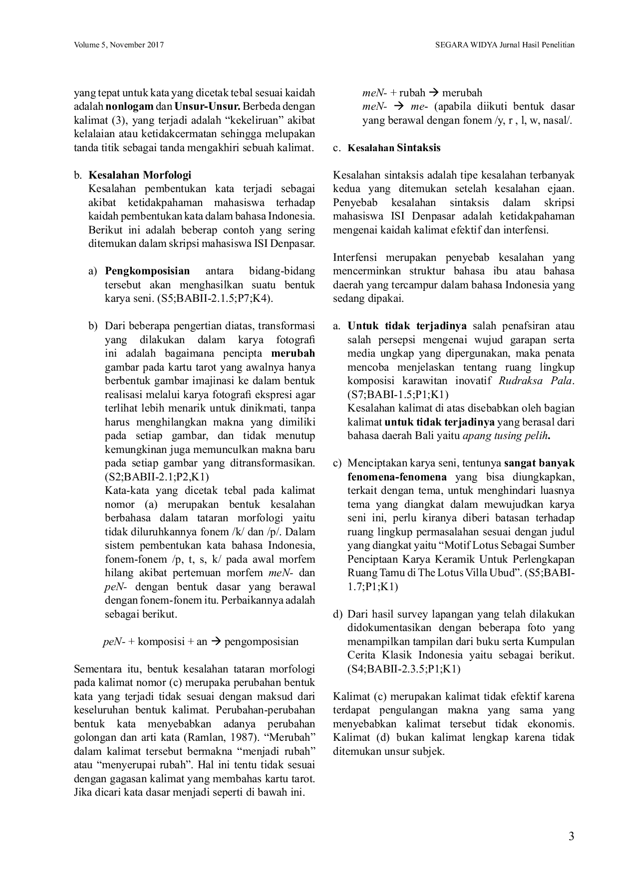 JURIS Tipe Kesalahan Berbahasa Dalam Skripsi Mahasiswa Institut Seni Indonesia Denpasar