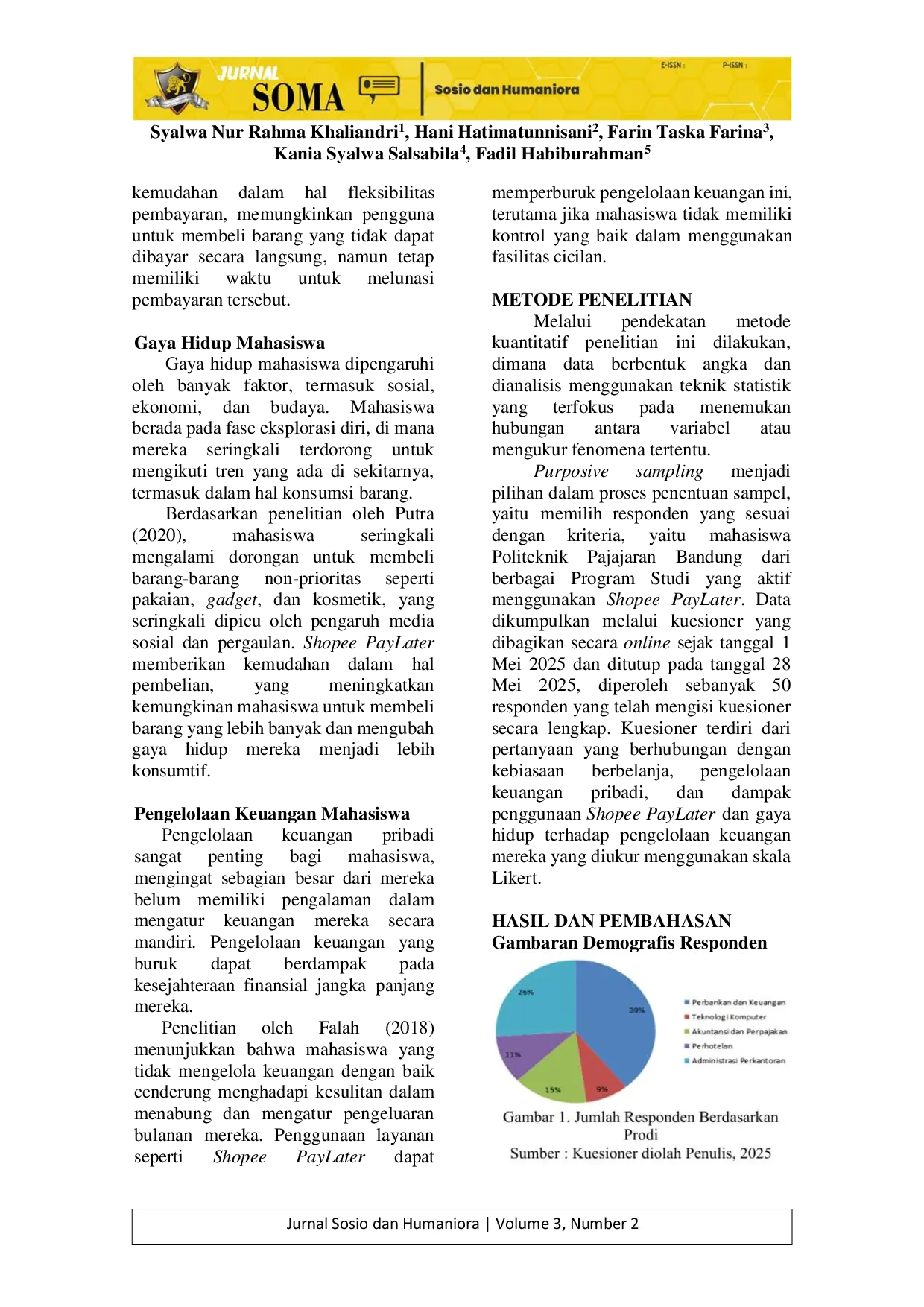 JURIS Pengaruh Shopee Paylater Dan Gaya Hidup Terhadap Pengelolaan Keuangan Mahasiswa Di Politeknik Pajajaran Bandung