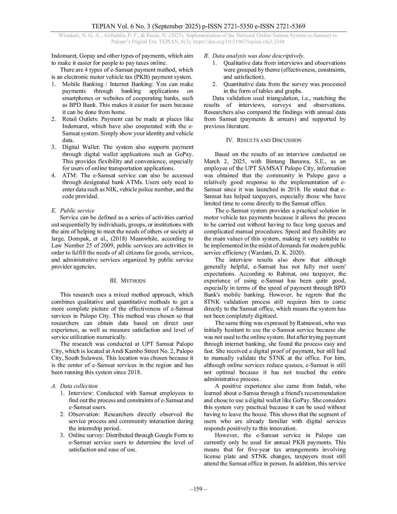 JURIS Implementation of the National Online Samsat System e Samsat in Palopo s Digital Era