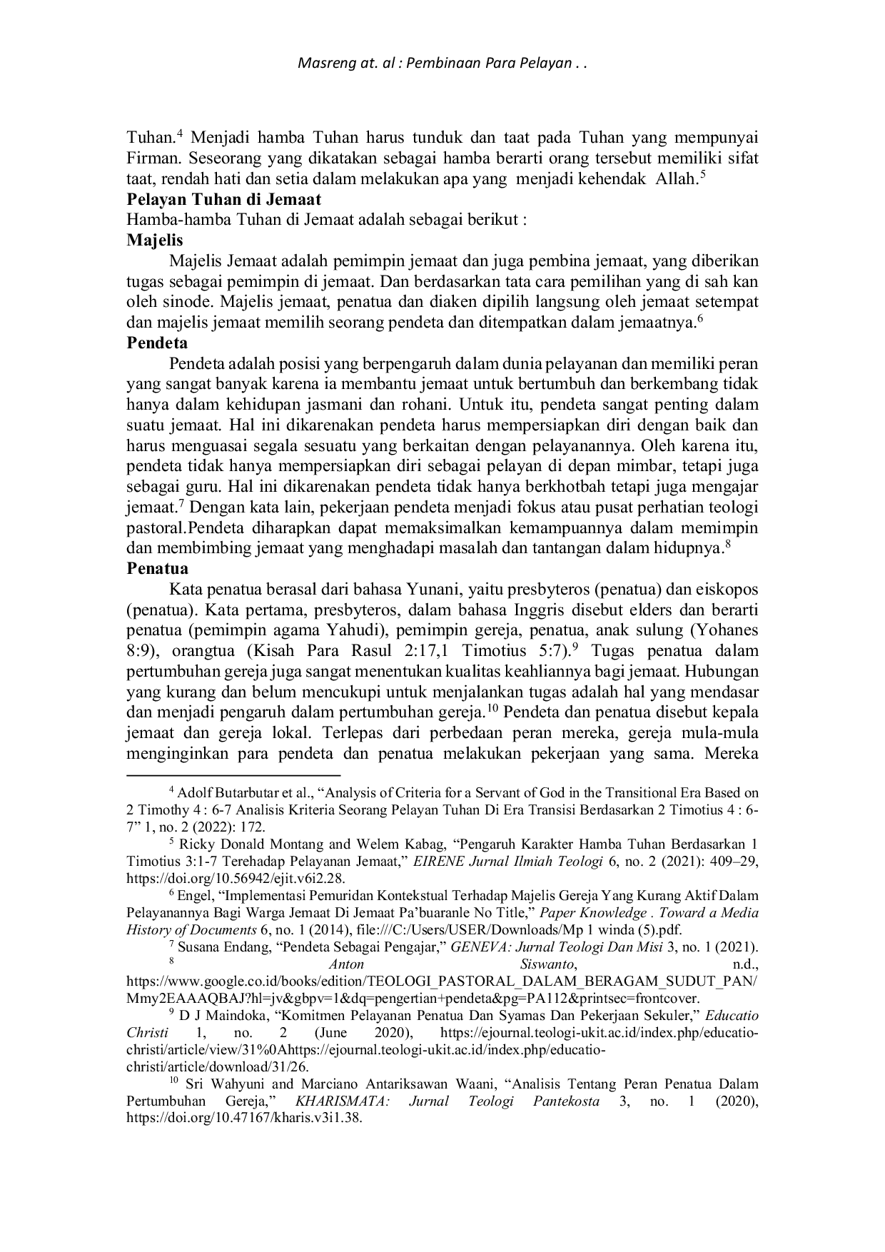 JURIS Pembinaan Para Pelayan Tuhan Terhadap Pertumbuhan Iman Pemuda